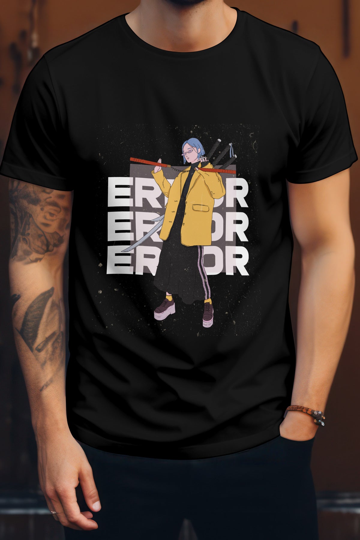 Unisex Error Graphic Printed Round Neck Cotton T Shirt