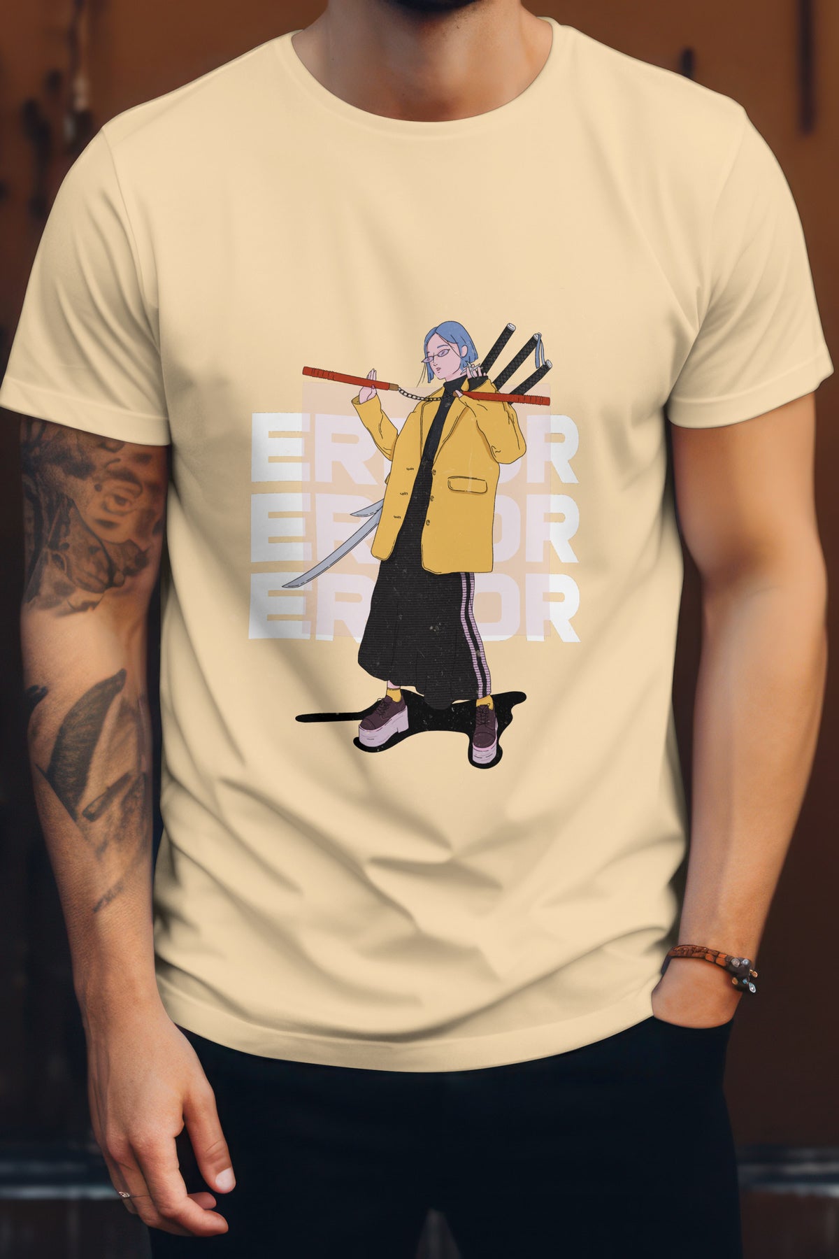 Unisex Error Graphic Printed Round Neck Cotton T Shirt