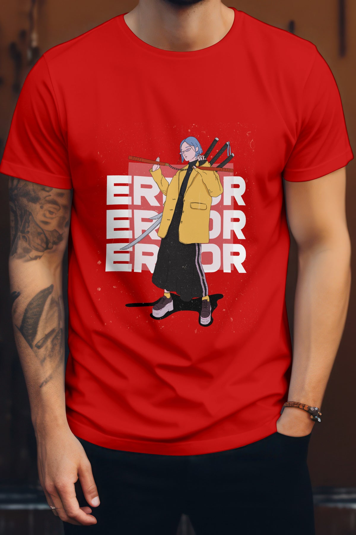 Unisex Error Graphic Printed Round Neck Cotton T Shirt