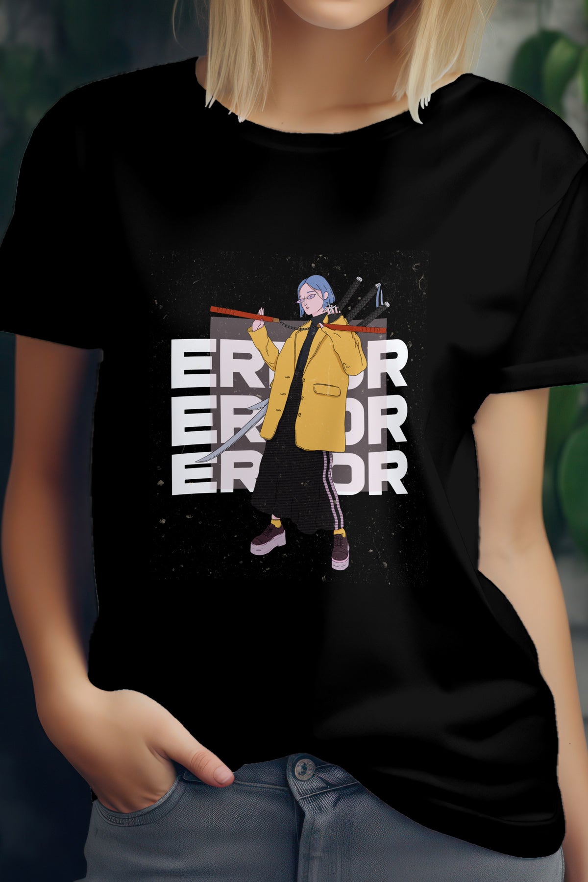 Unisex Error Graphic Printed Round Neck Cotton T Shirt