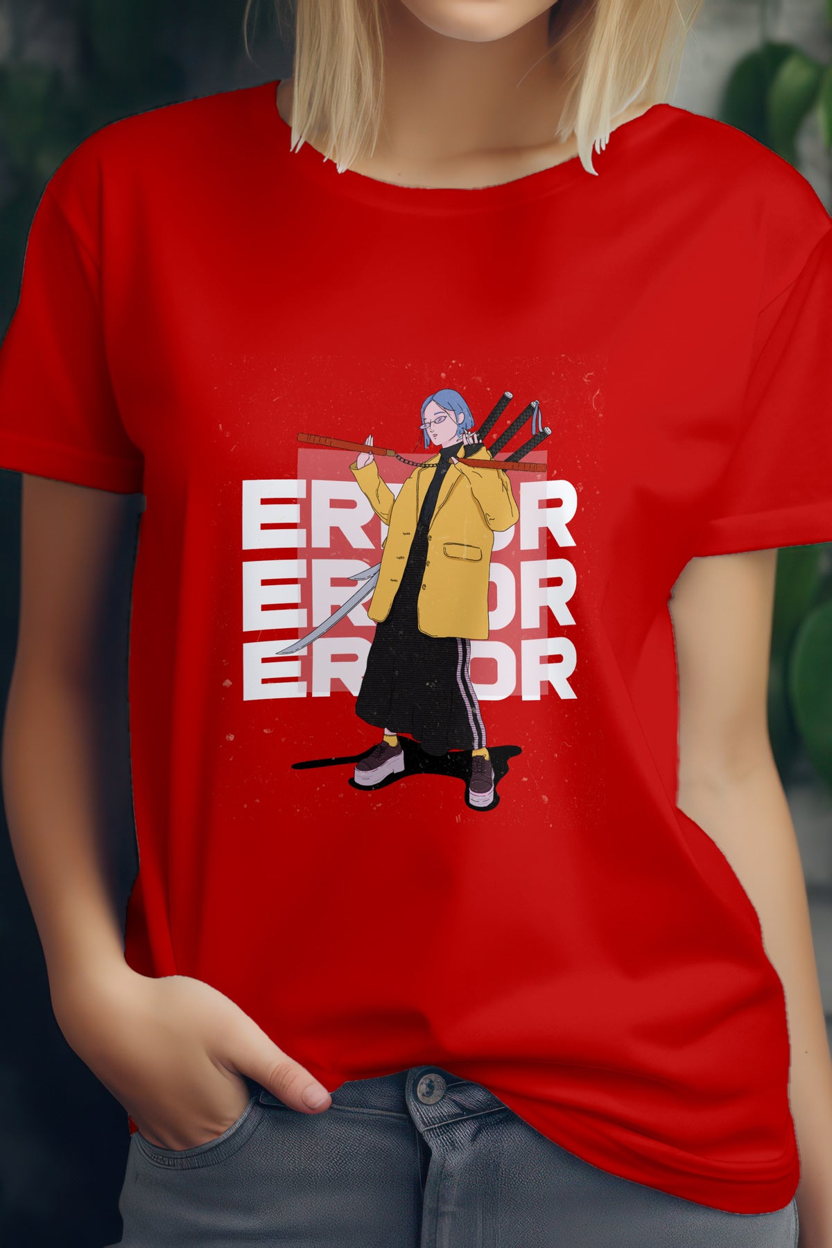 Unisex Error Graphic Printed Round Neck Cotton T Shirt