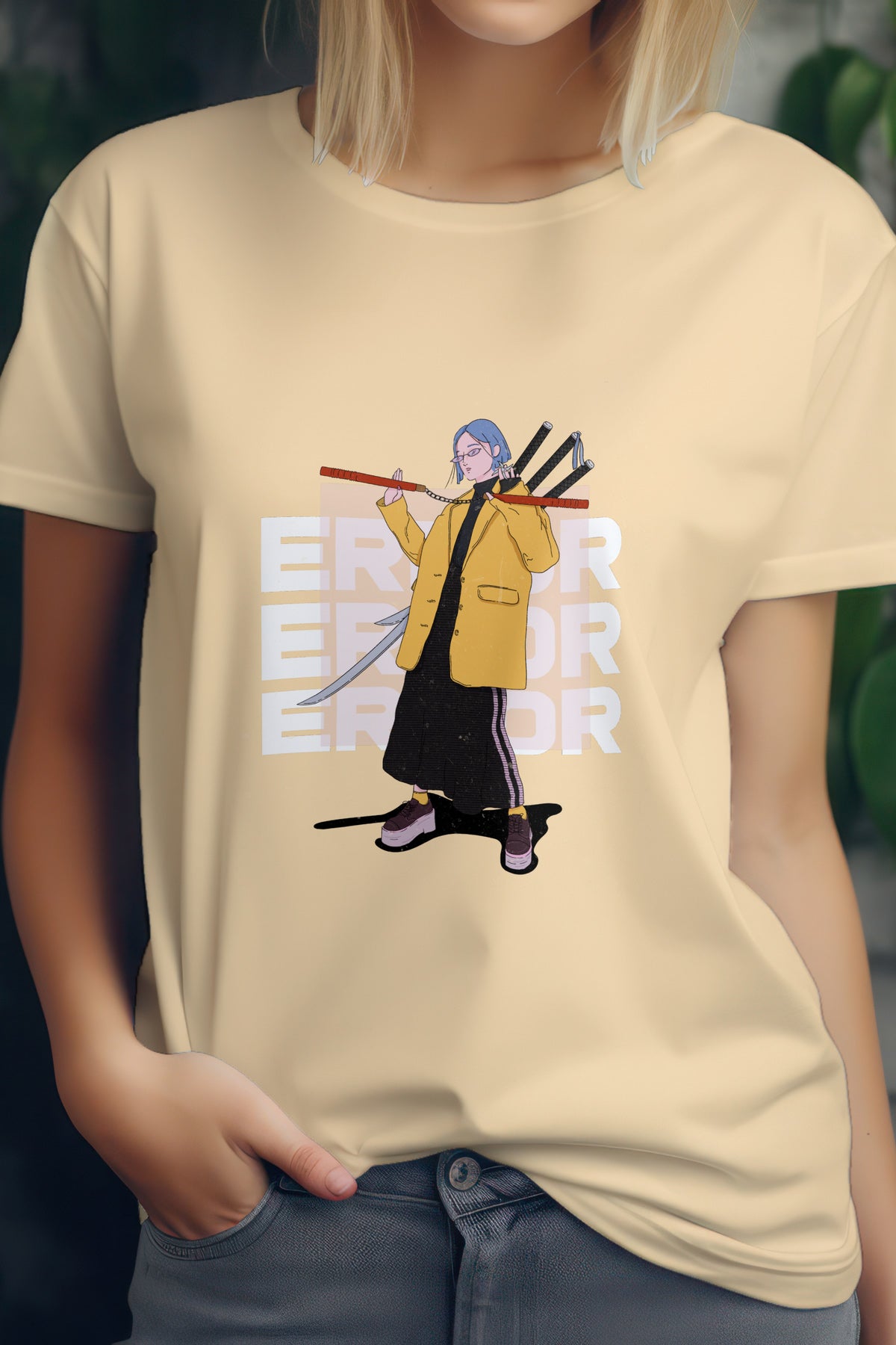 Unisex Error Graphic Printed Round Neck Cotton T Shirt
