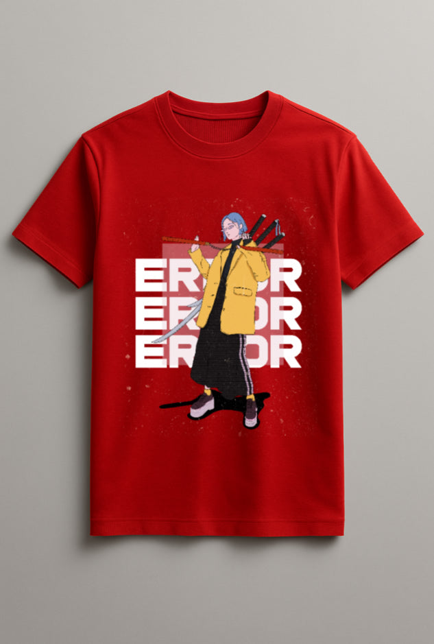 Unisex Error Graphic Printed Round Neck Cotton T Shirt