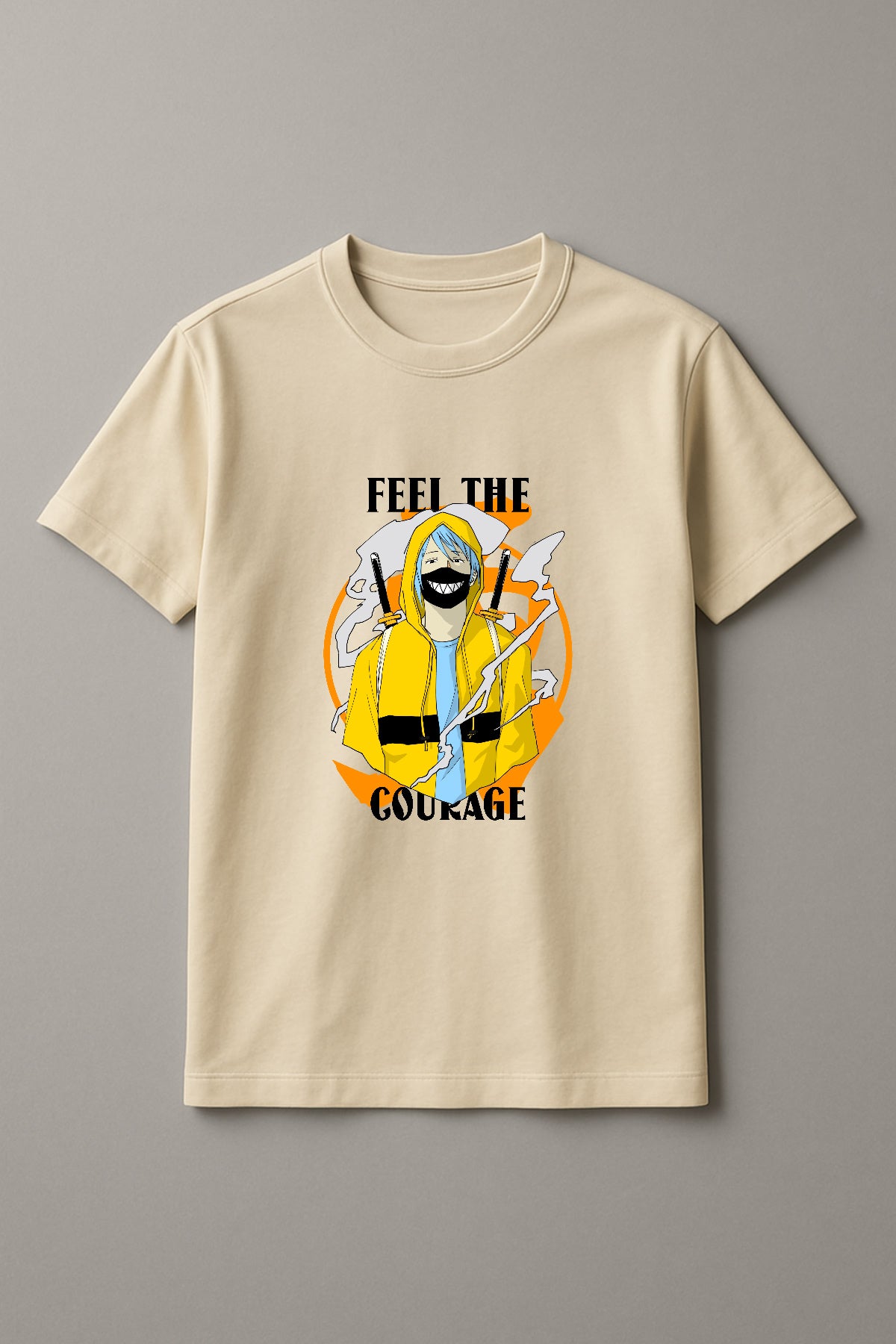 Unisex Feel the Courage Graphic Printed Round Neck Cotton T Shirt