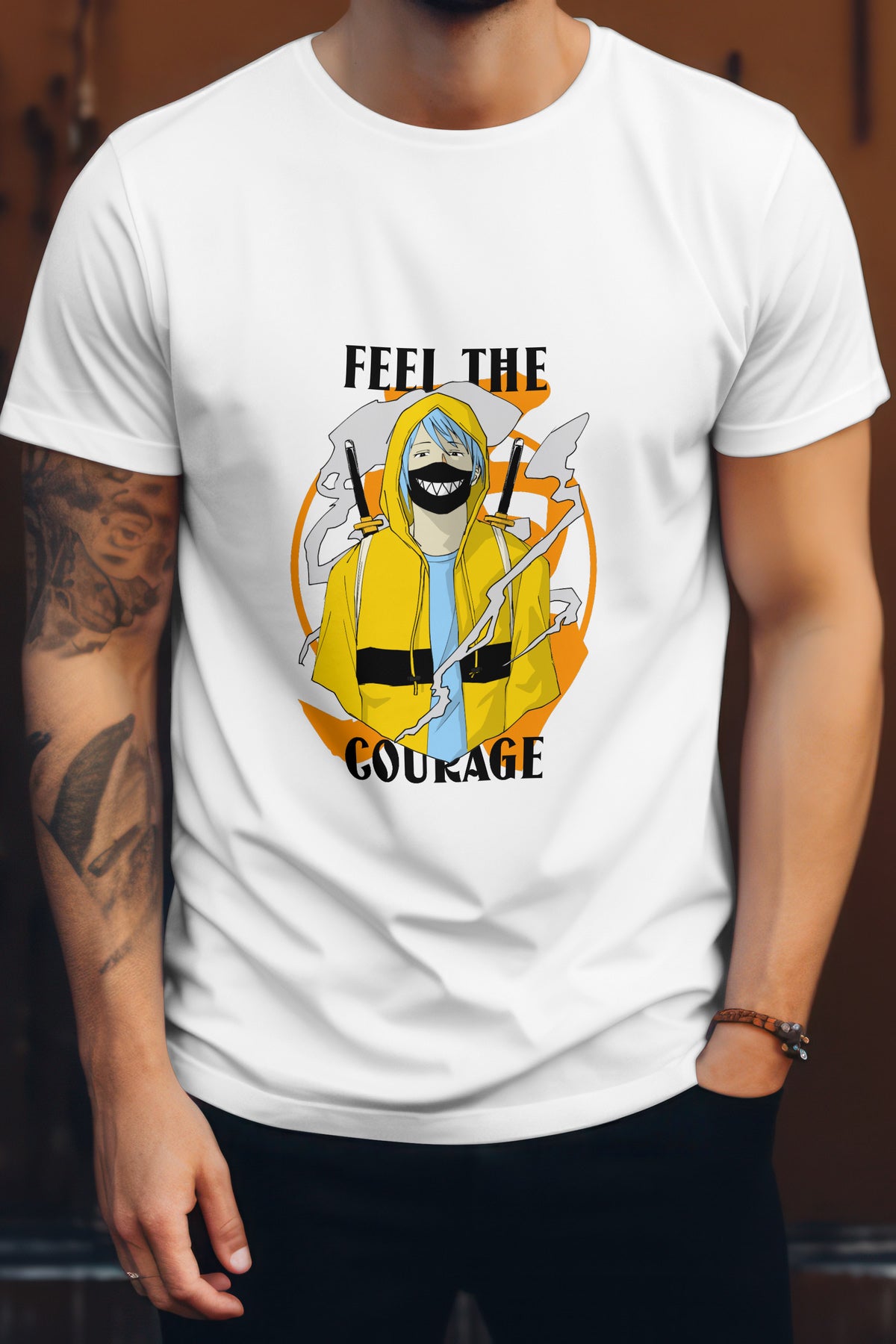 Unisex Feel the Courage Graphic Printed Round Neck Cotton T Shirt