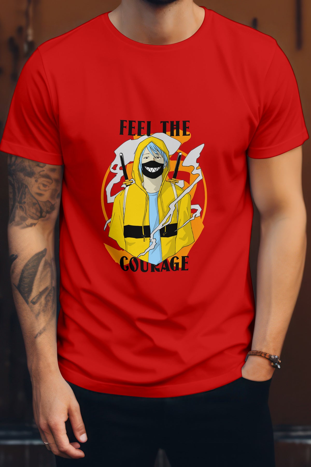 Unisex Feel the Courage Graphic Printed Round Neck Cotton T Shirt