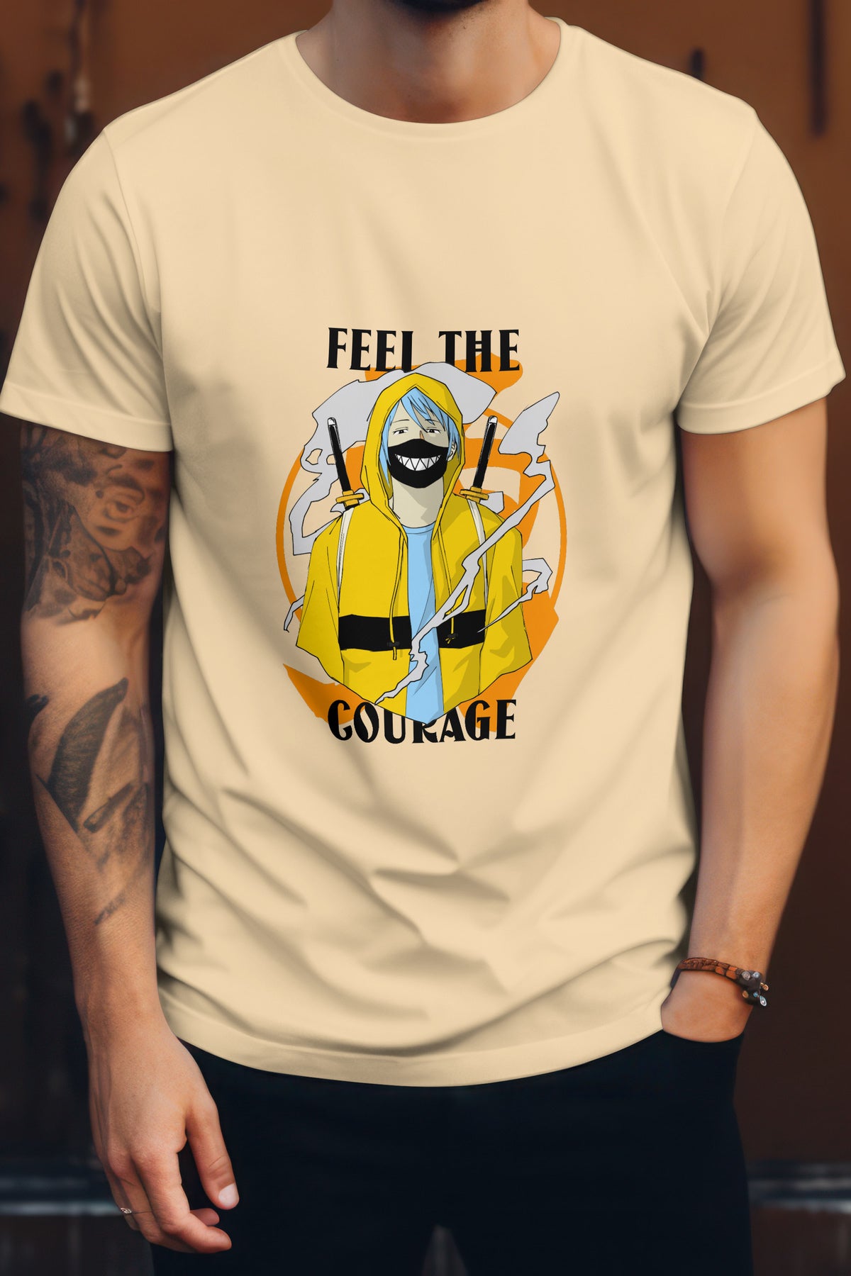 Unisex Feel the Courage Graphic Printed Round Neck Cotton T Shirt