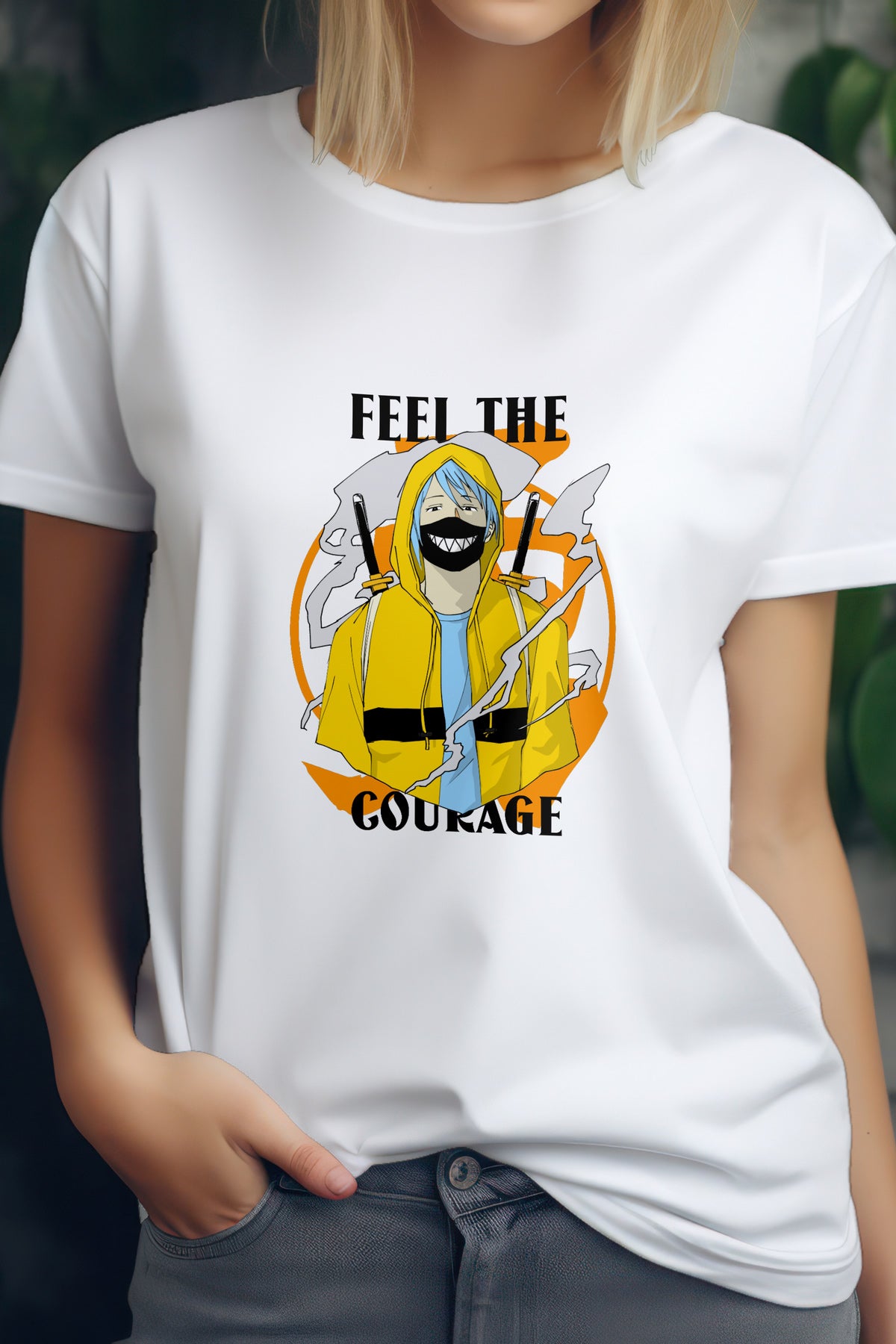 Unisex Feel the Courage Graphic Printed Round Neck Cotton T Shirt