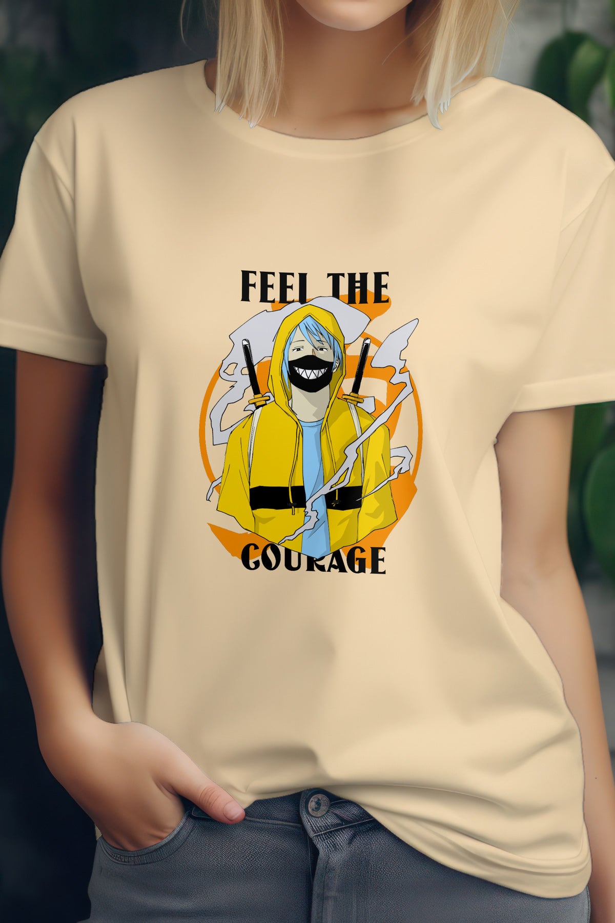 Unisex Feel the Courage Graphic Printed Round Neck Cotton T Shirt