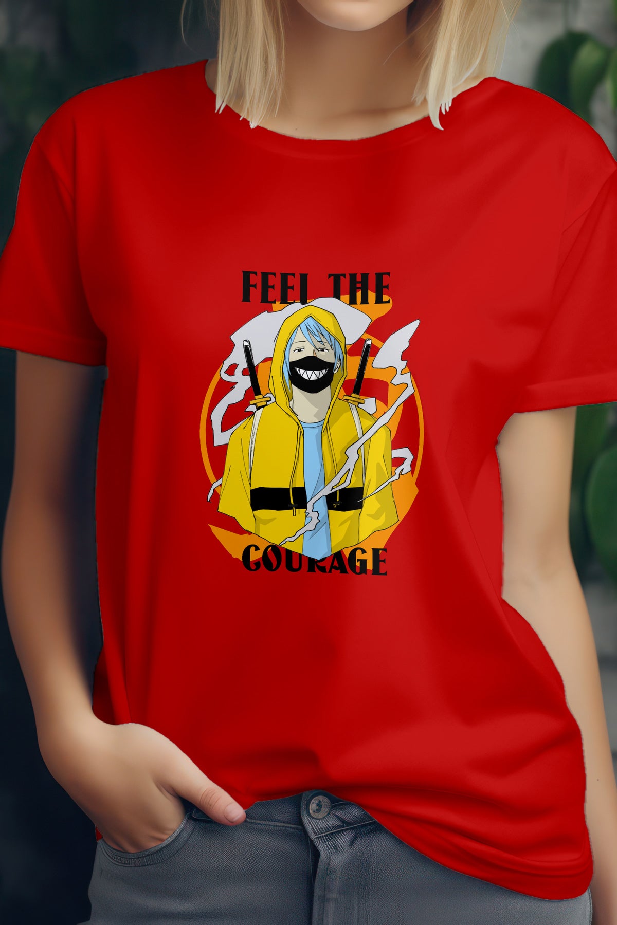Unisex Feel the Courage Graphic Printed Round Neck Cotton T Shirt
