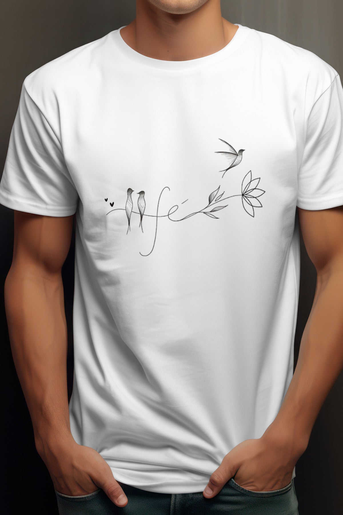 Women's Bird Life Graphic Tee Cotton Round Neck