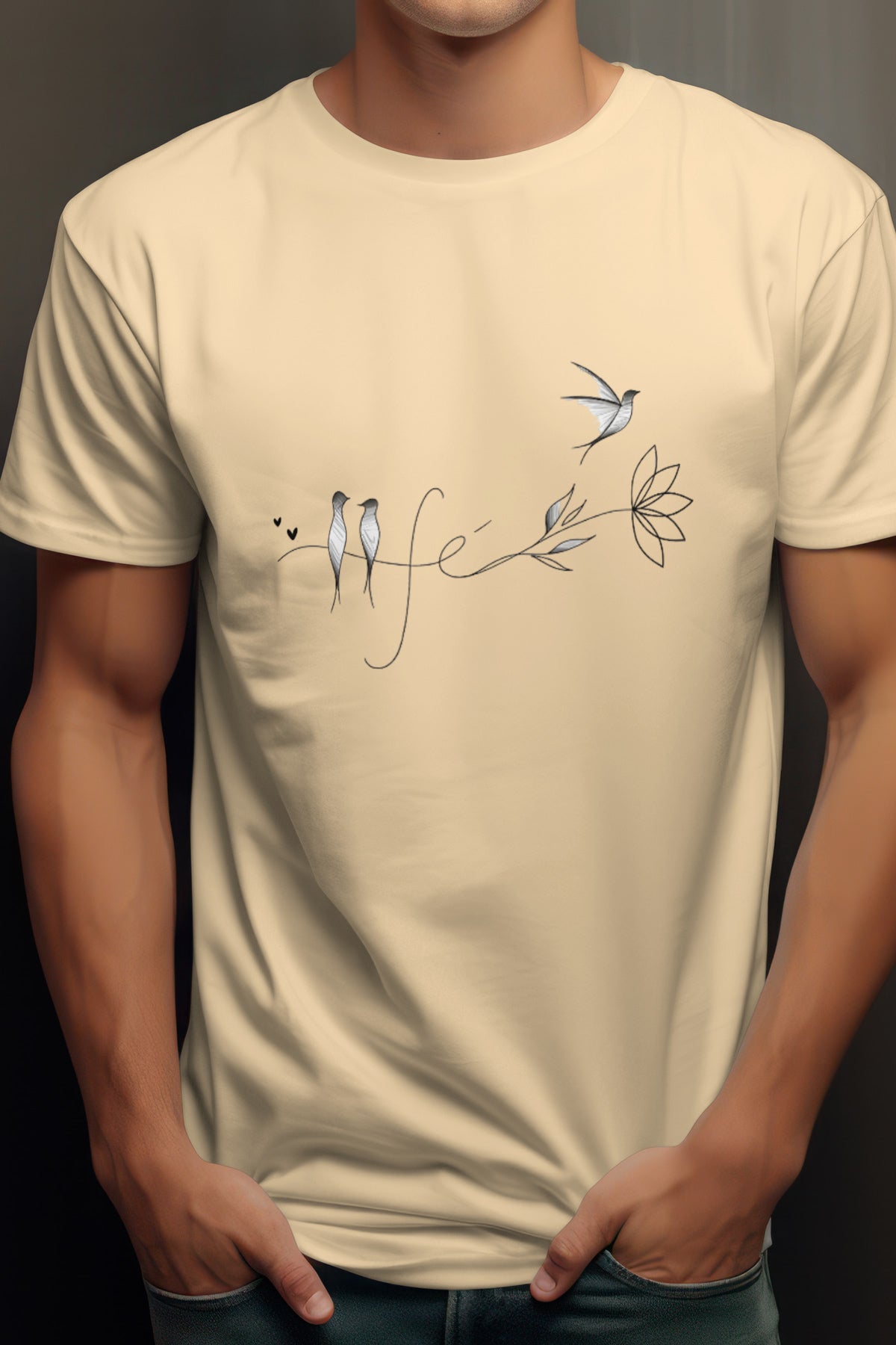Women's Bird Life Graphic Tee Cotton Round Neck