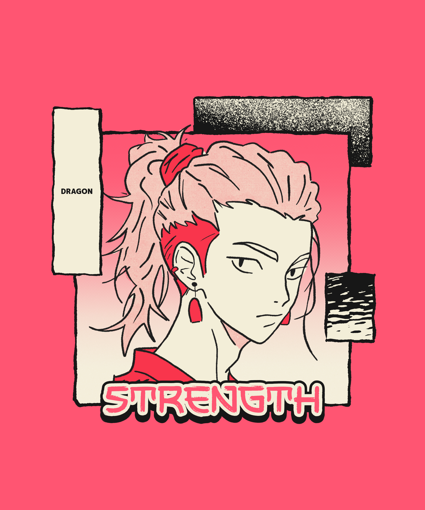 FOMO Fashions Sleeky Anime T Shirt with stylized neon anime character illustration graphic