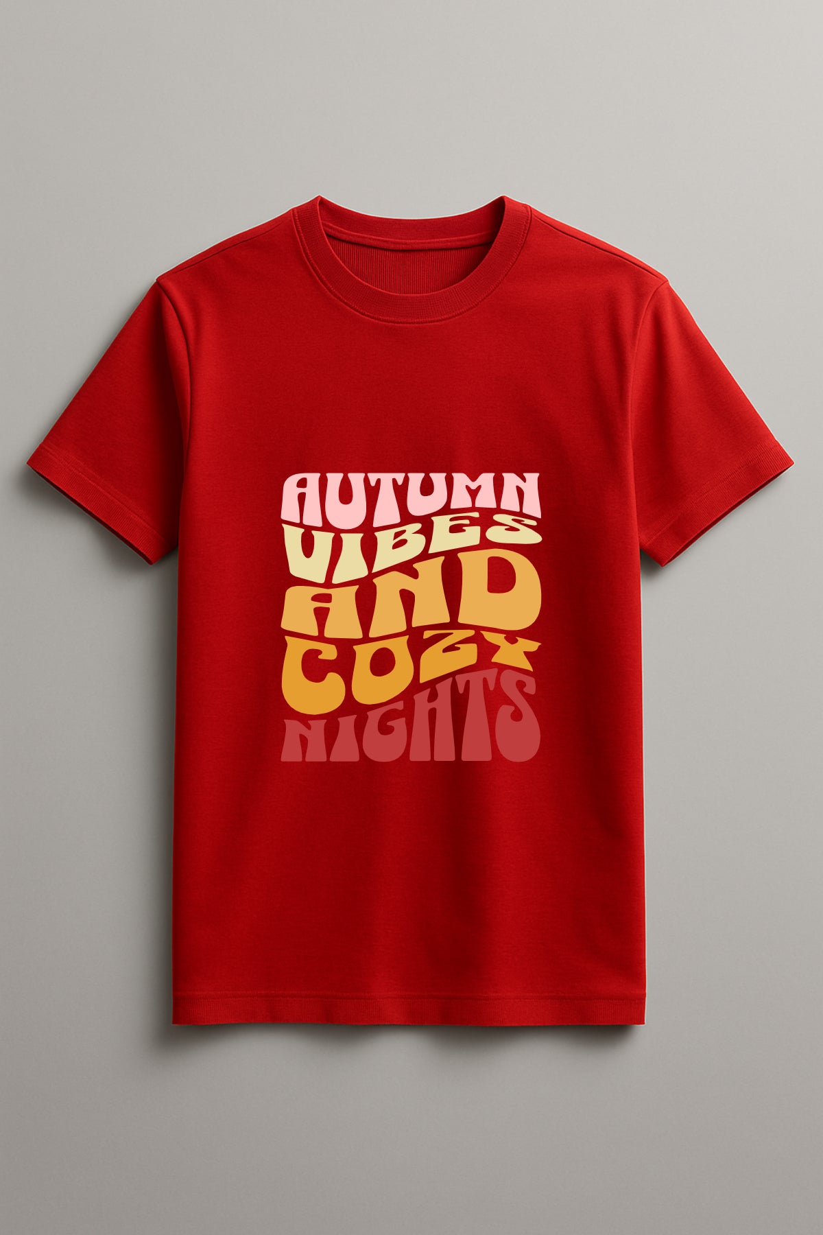 Autumn Vibes And Cozy Nights Graphic Tee Round Neck Cotton