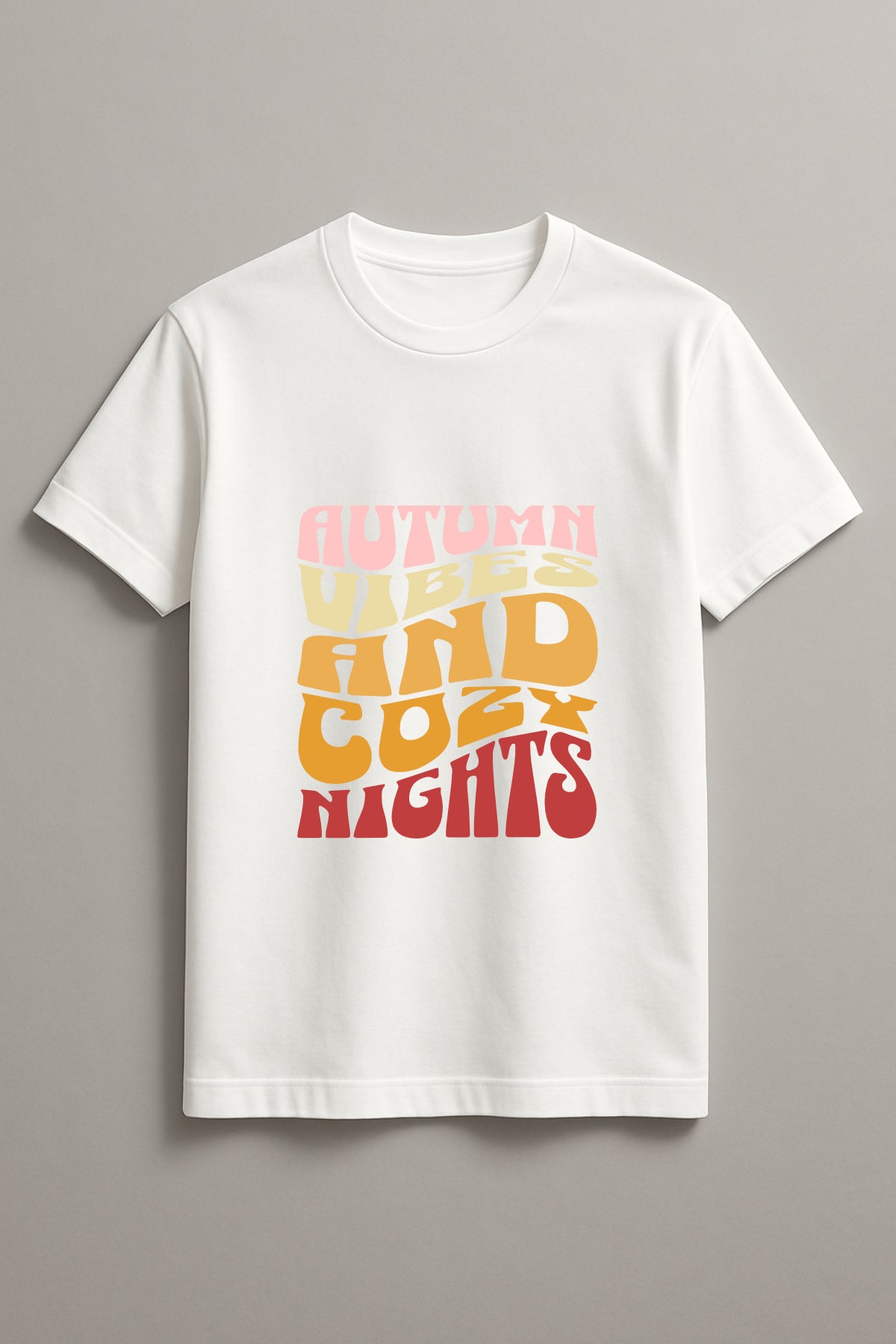 Autumn Vibes And Cozy Nights Graphic Tee Round Neck Cotton