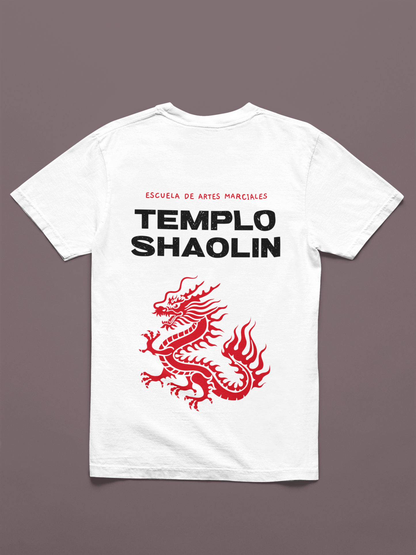FOMO Fashions The Free Sprit T Shirt back mockup on Comfort Colors tee with dragon emblem graphic