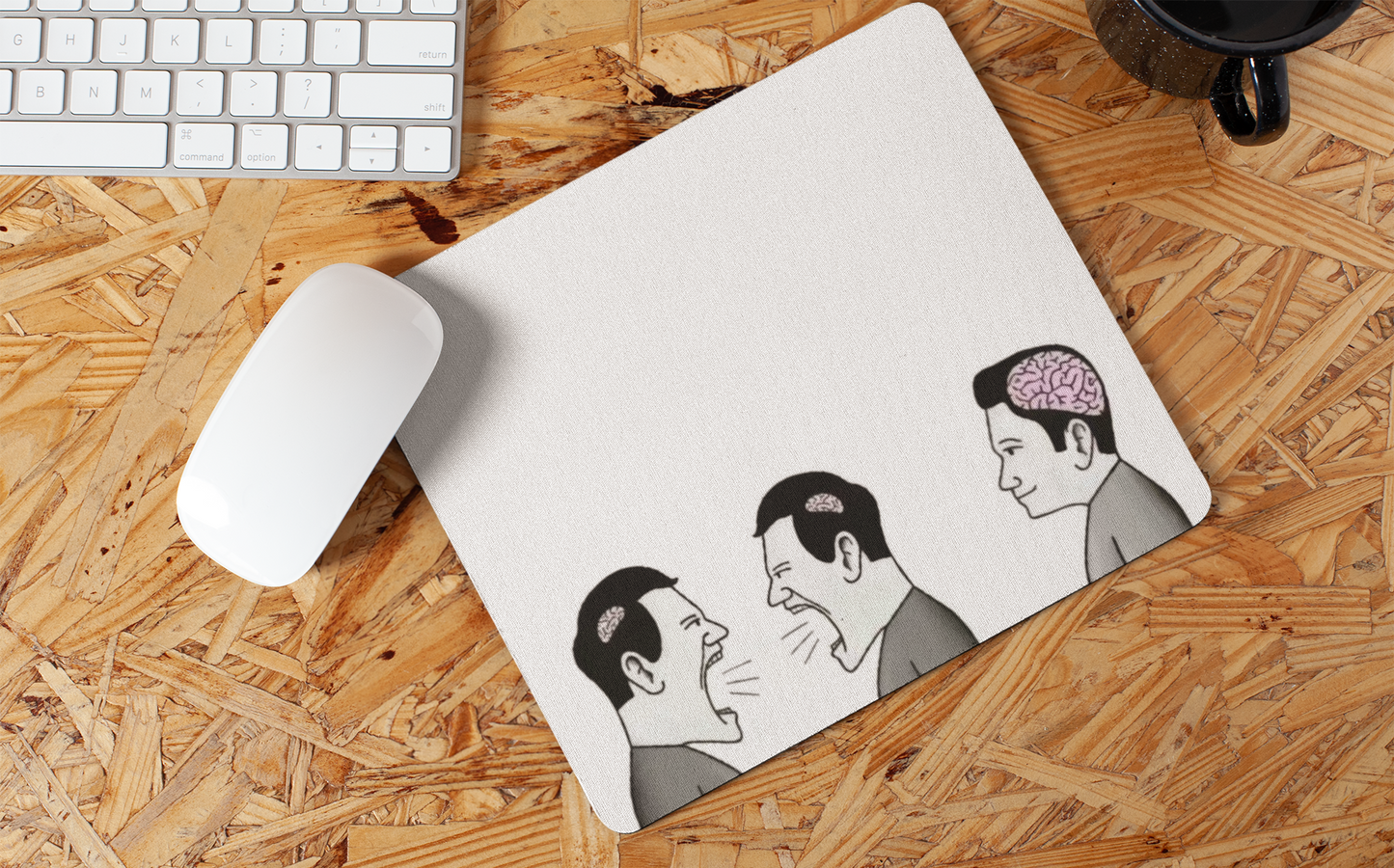 FOMO Fashions “Brainless to Brain” mouse pad variant two with motivational typography