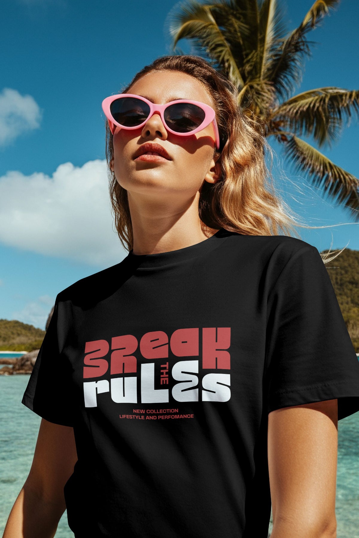 Break The Pulses Graphic Tee Round Neck Cotton