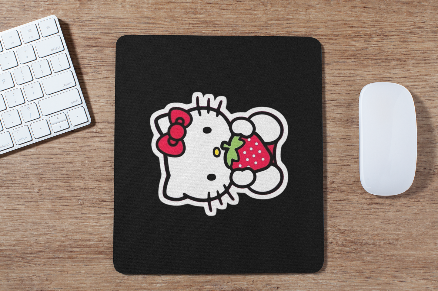 Cat with Strawberry Mousepad