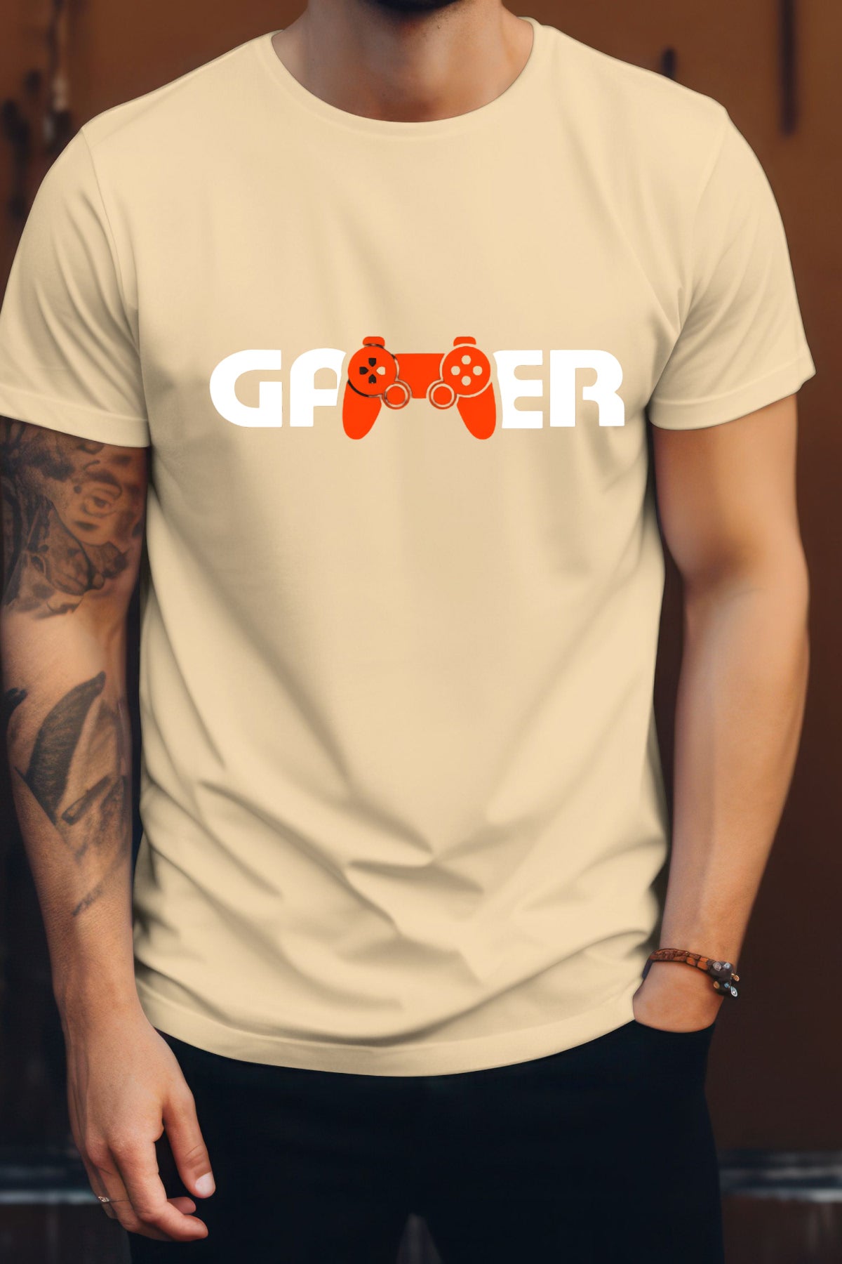 Unisex Joystick Gamer Graphic Printed Round Neck Cotton T Shirt