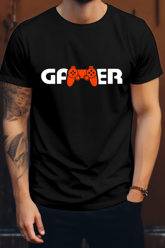 Unisex Joystick Gamer Graphic Printed Round Neck Cotton T Shirt