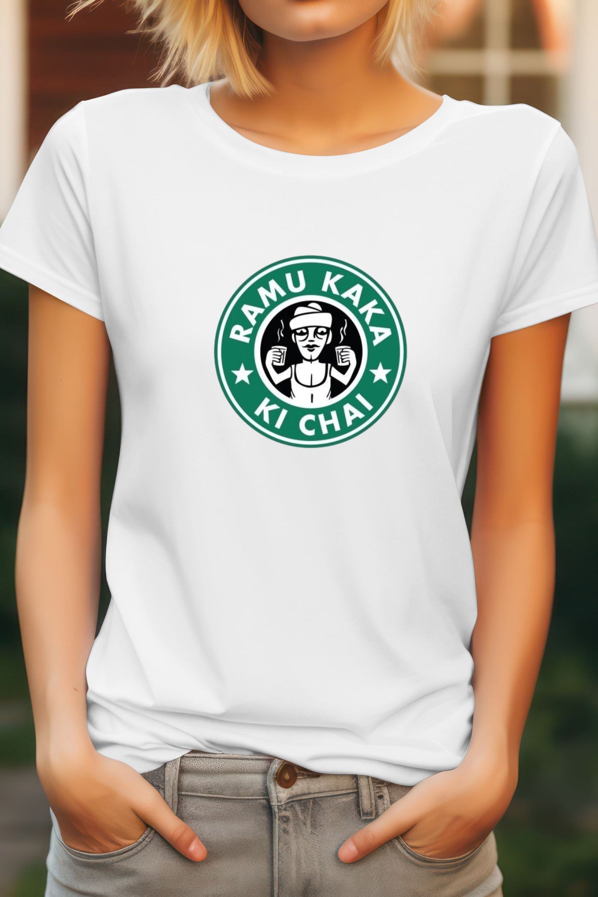 Unisex Ramu kaka ki chai Graphic Printed Round Neck Cotton T Shirt