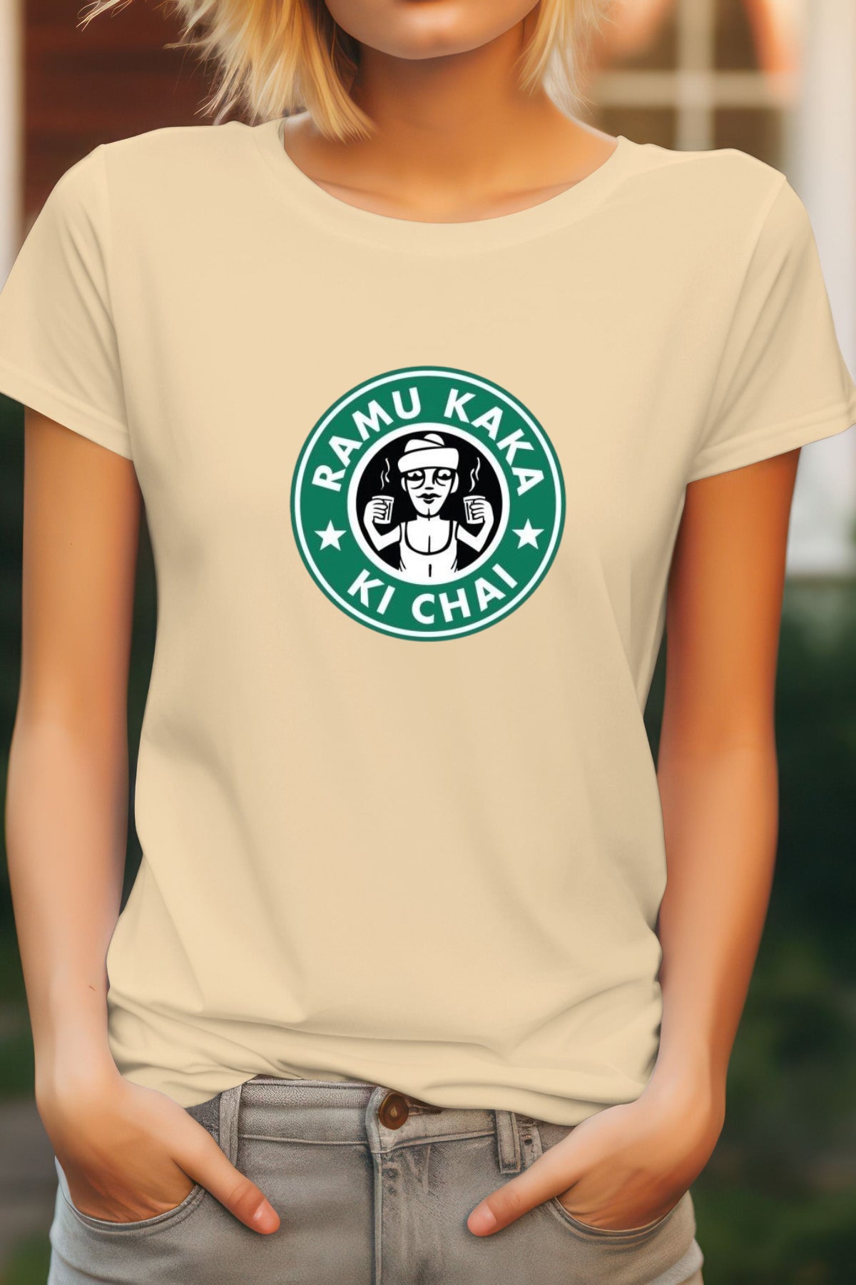Unisex Ramu kaka ki chai Graphic Printed Round Neck Cotton T Shirt