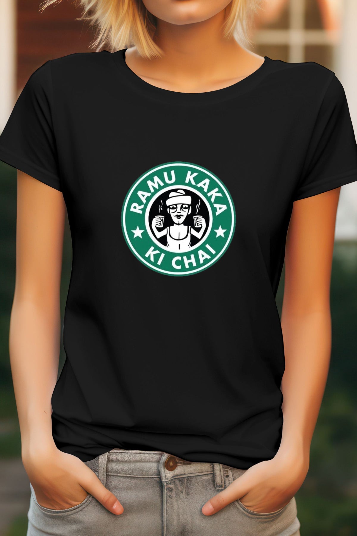 Unisex Ramu kaka ki chai Graphic Printed Round Neck Cotton T Shirt