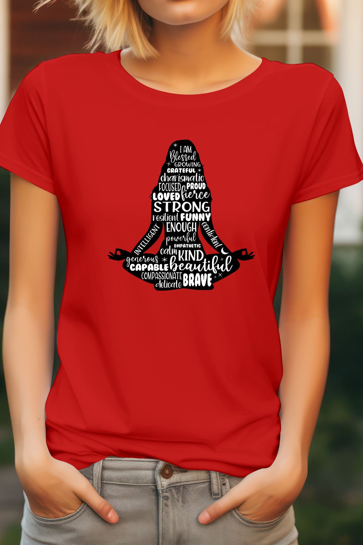 Women's Meditating Graphic Tee Relaxed Fit Cotton