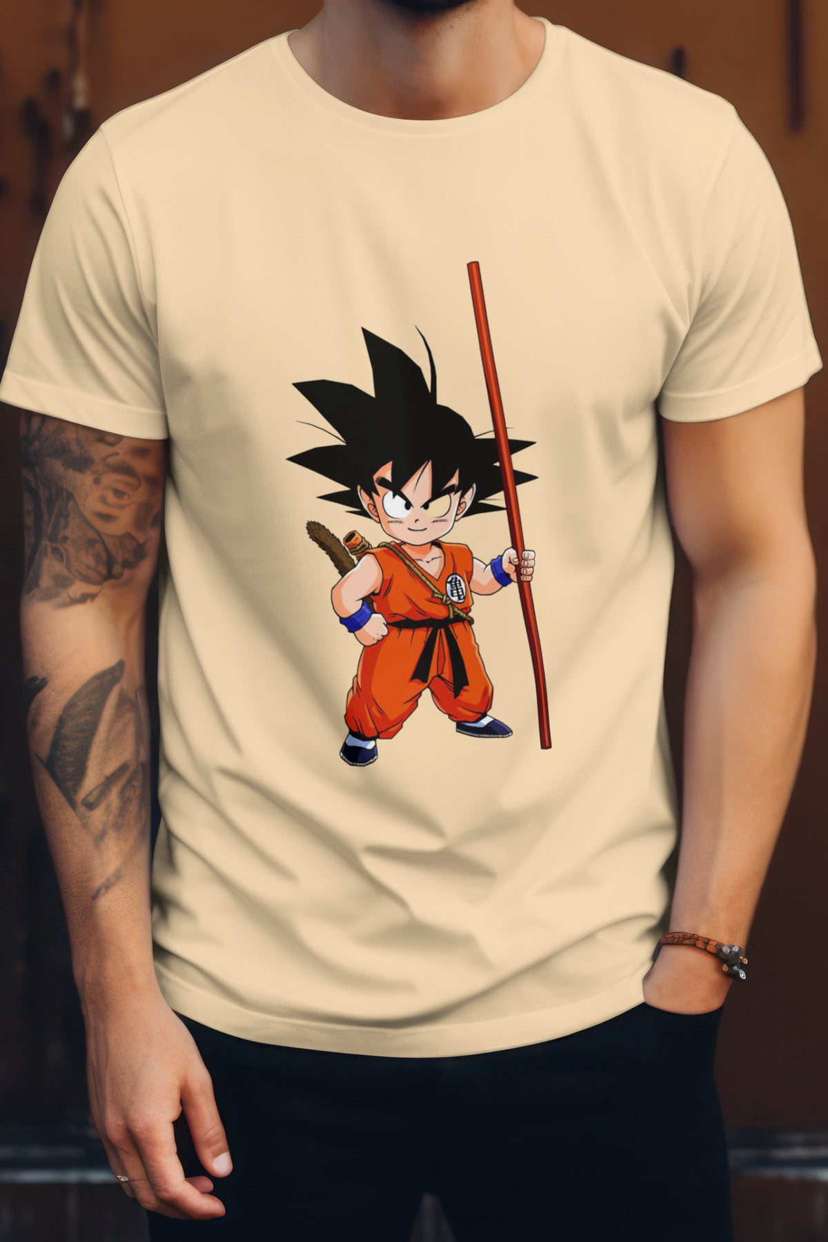 Unisex Kid Goku Graphic Printed Round Neck Cotton T Shirt