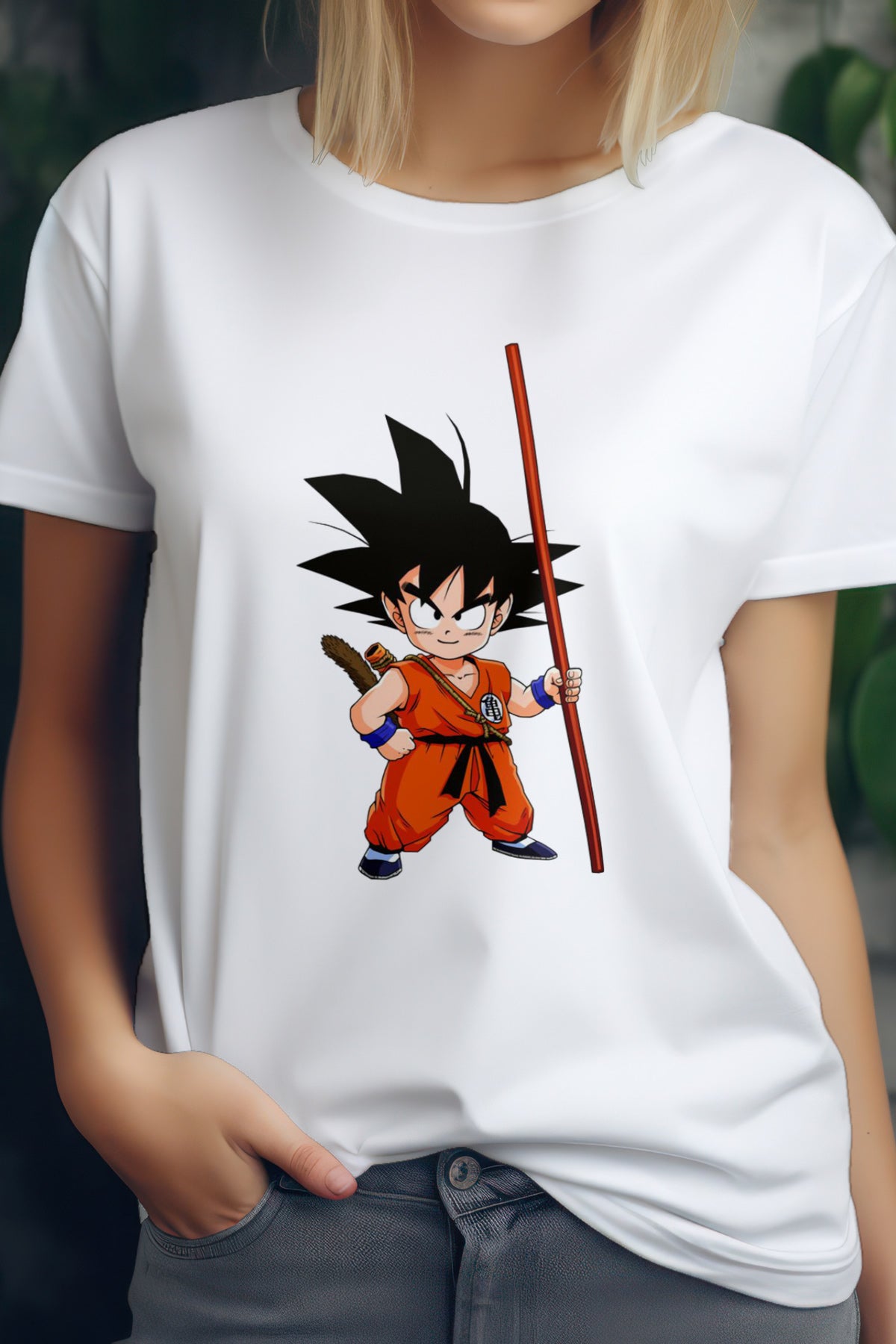 Unisex Kid Goku Graphic Printed Round Neck Cotton T Shirt