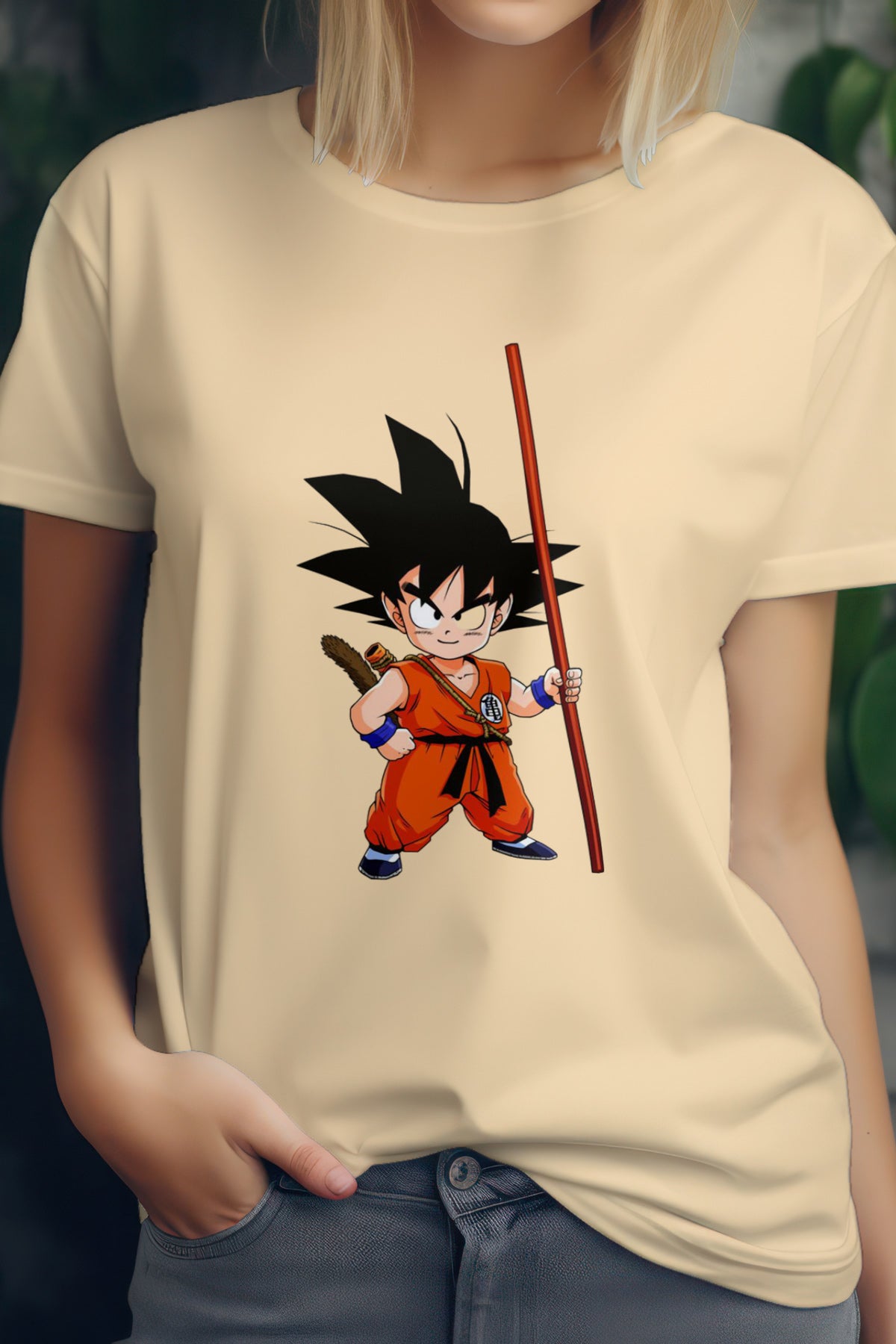 Unisex Kid Goku Graphic Printed Round Neck Cotton T Shirt