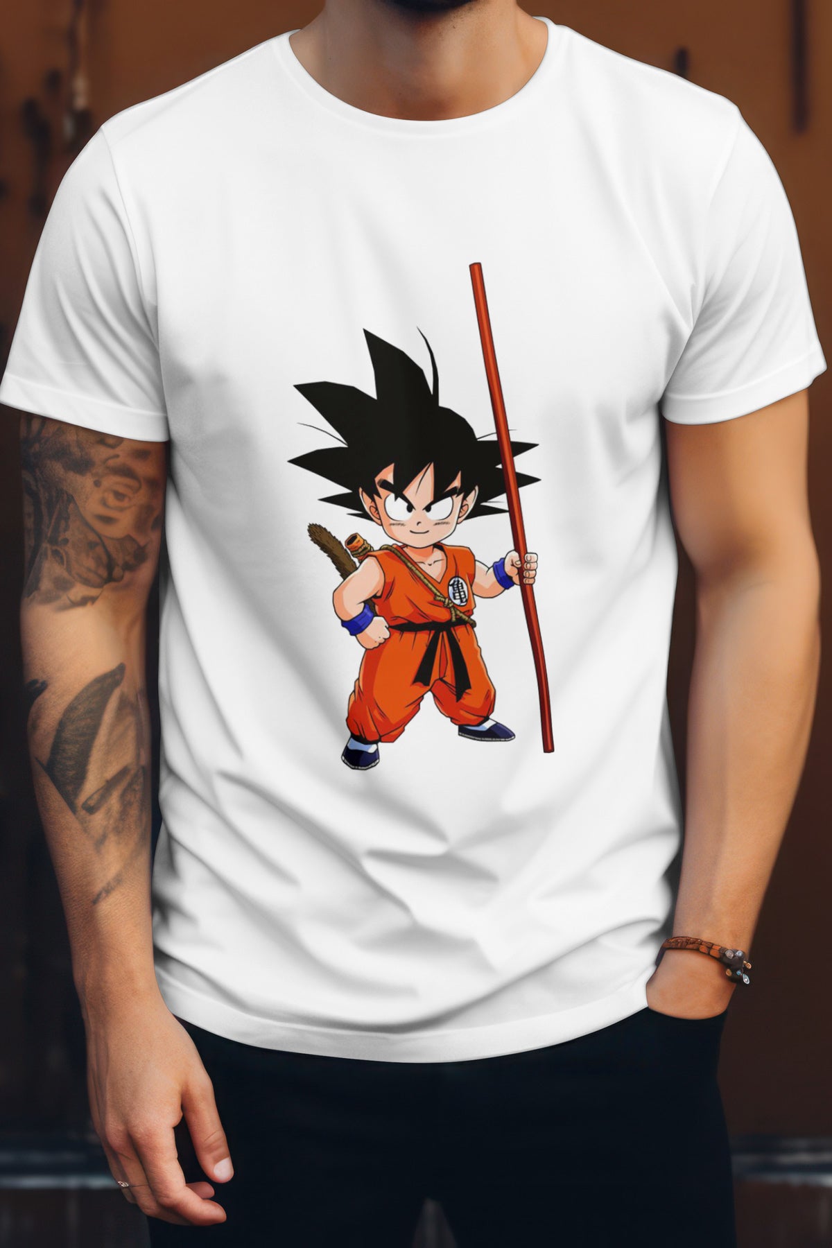 Unisex Kid Goku Graphic Printed Round Neck Cotton T Shirt