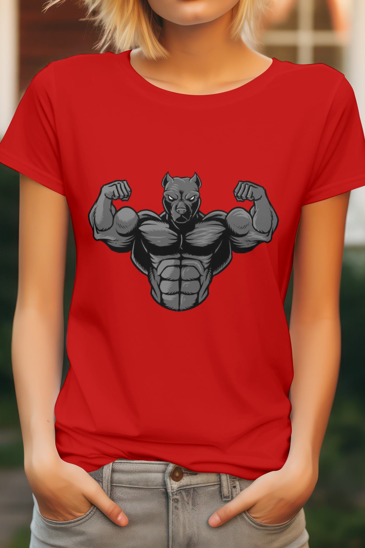 Unisex Strong pitbull Graphic Printed Round Neck Cotton T Shirt