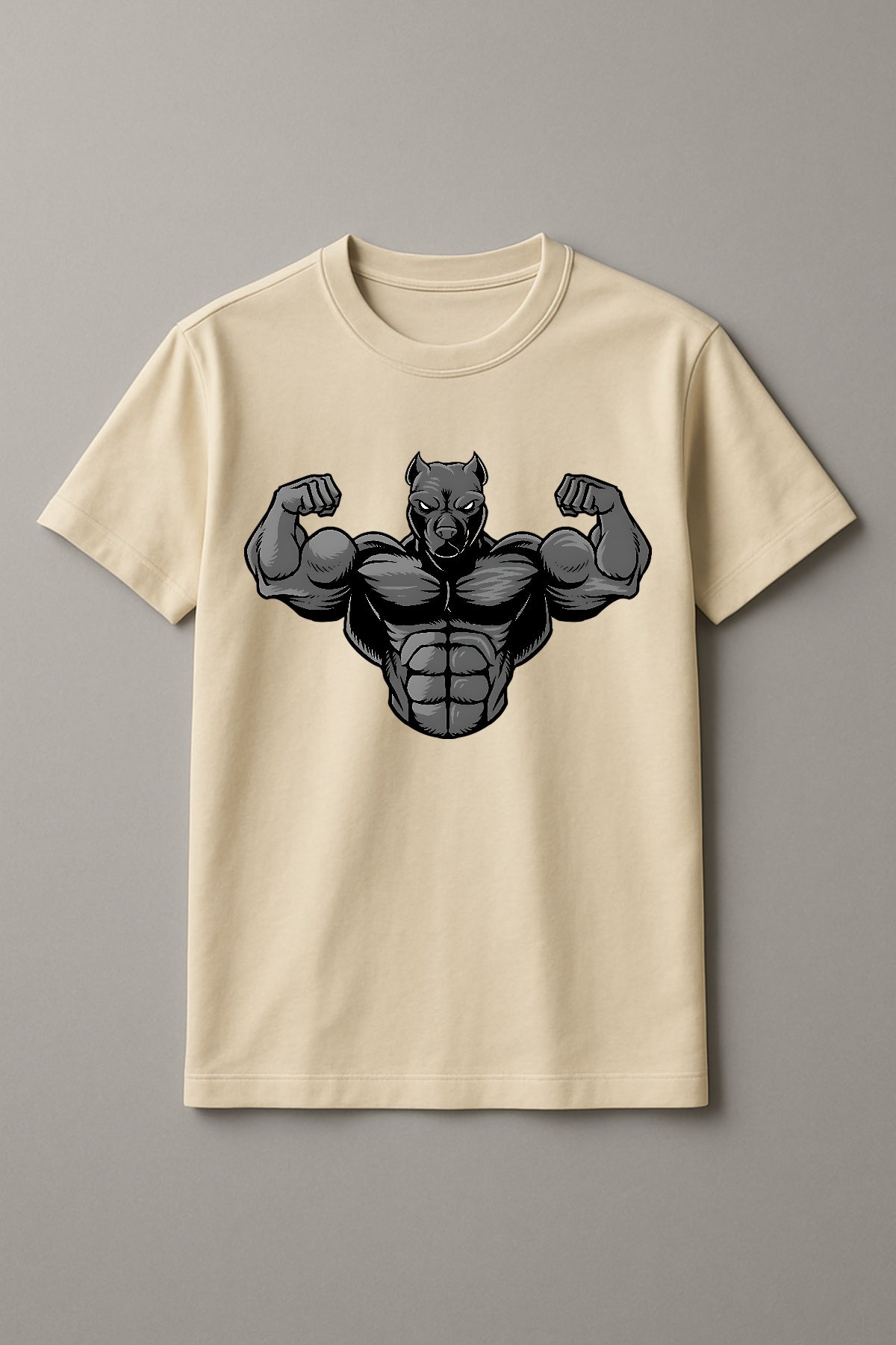 Unisex Strong pitbull Graphic Printed Round Neck Cotton T Shirt