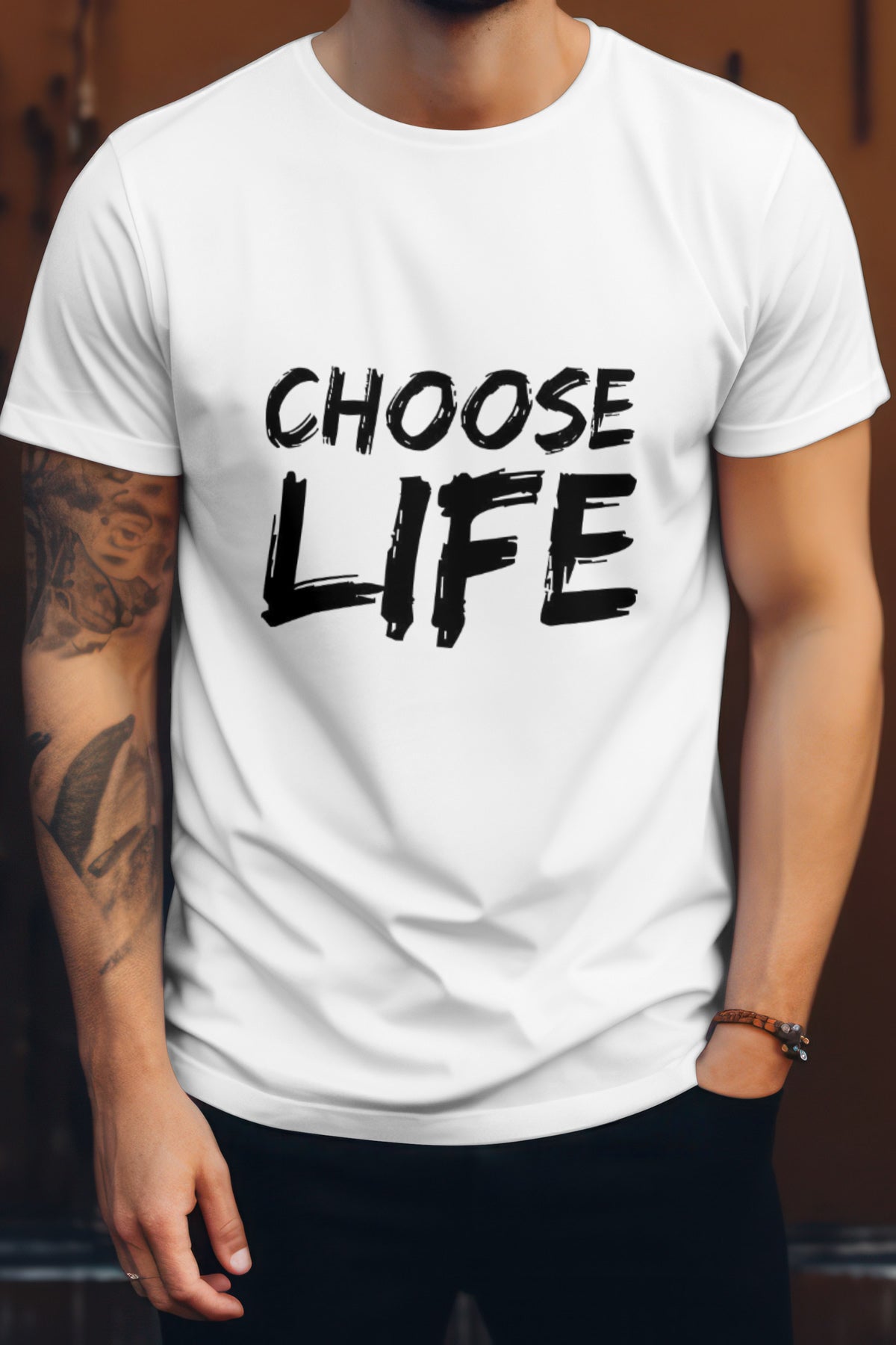 Unisex Choose Life Graphic Printed Round Neck Cotton T Shirt