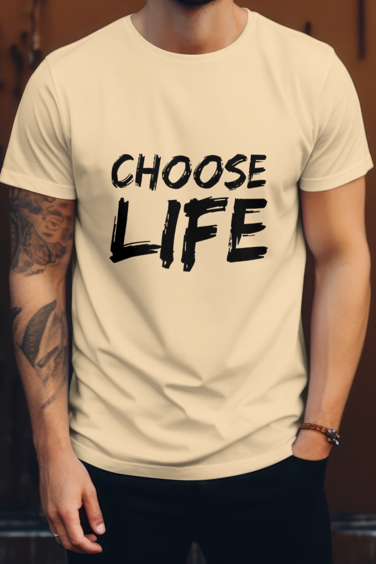Unisex Choose Life Graphic Printed Round Neck Cotton T Shirt
