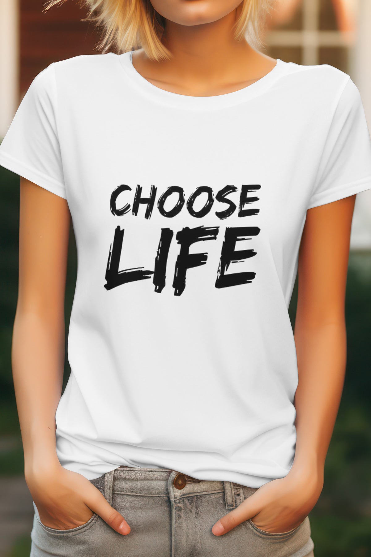 Unisex Choose Life Graphic Printed Round Neck Cotton T Shirt