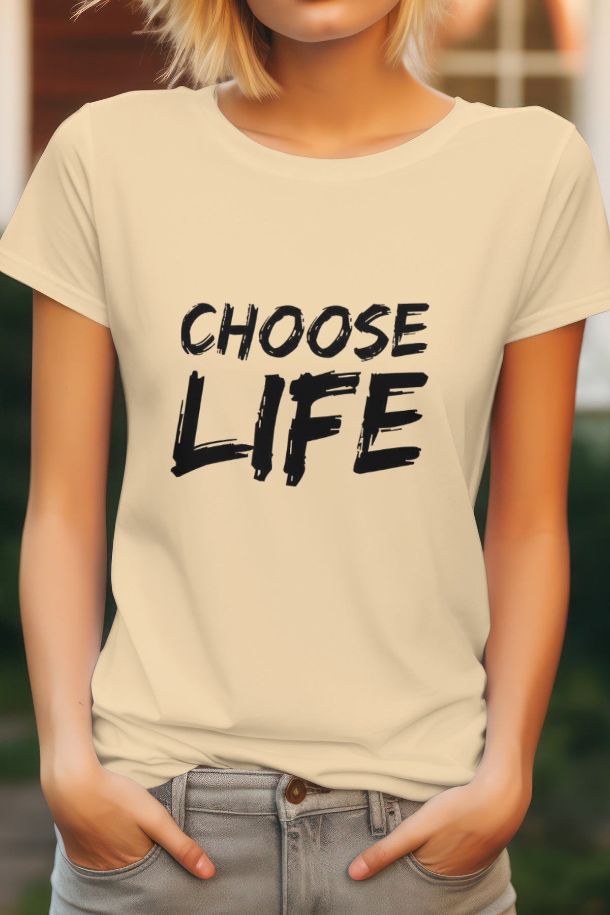 Unisex Choose Life Graphic Printed Round Neck Cotton T Shirt