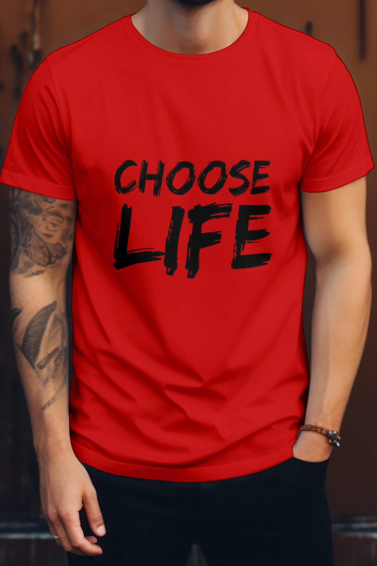 Unisex Choose Life Graphic Printed Round Neck Cotton T Shirt
