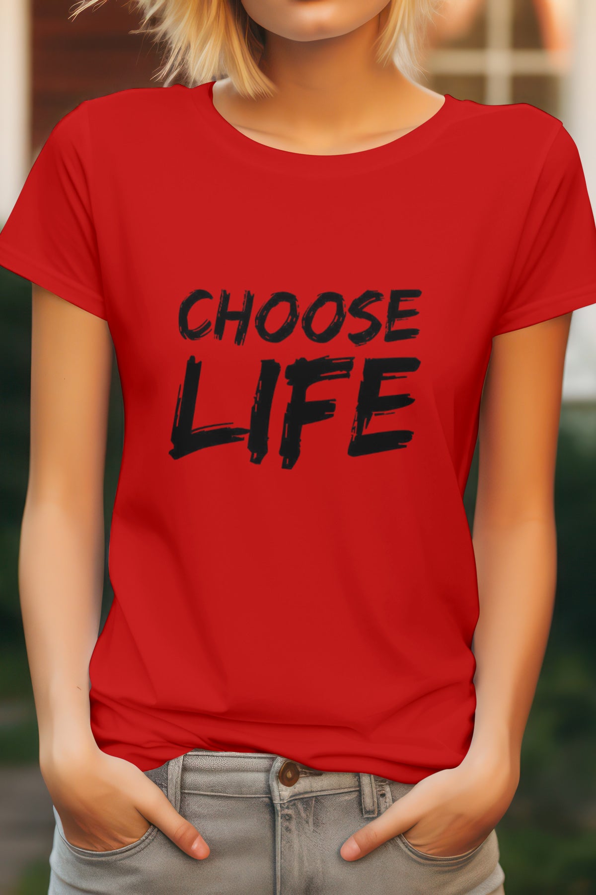 Unisex Choose Life Graphic Printed Round Neck Cotton T Shirt