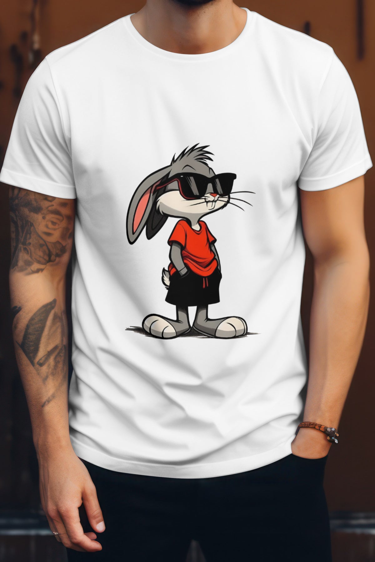 Unisex Bugs Bunny Graphic Printed Round Neck Cotton T Shirt