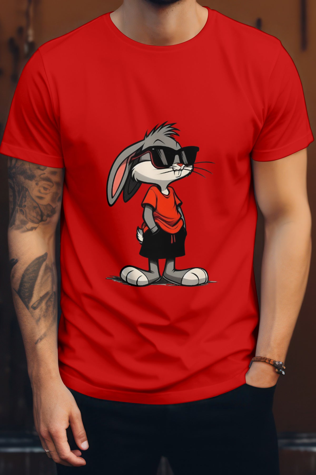 Unisex Bugs Bunny Graphic Printed Round Neck Cotton T Shirt