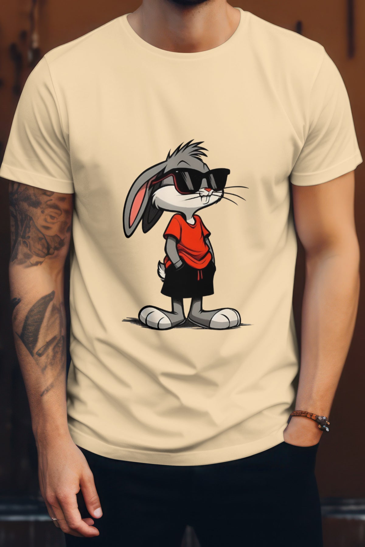 Unisex Bugs Bunny Graphic Printed Round Neck Cotton T Shirt