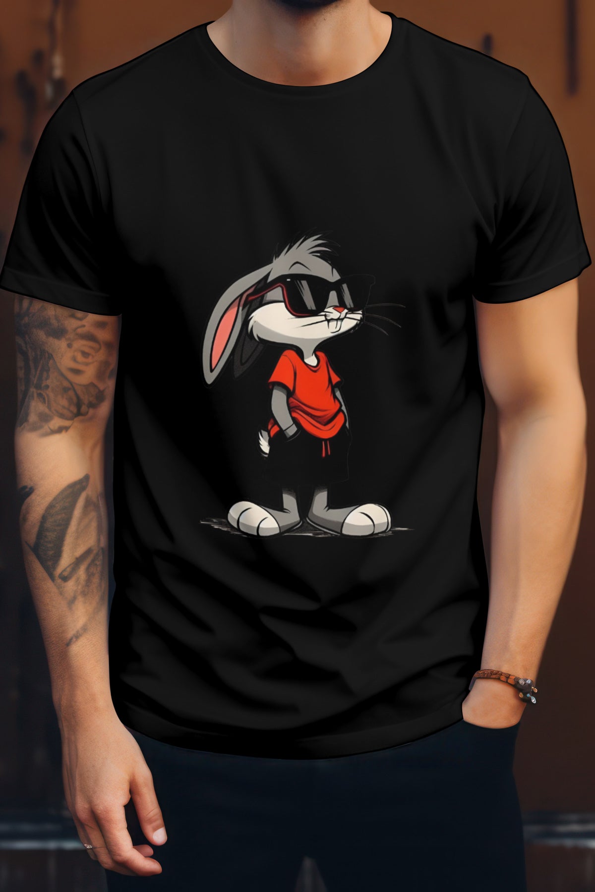 Unisex Bugs Bunny Graphic Printed Round Neck Cotton T Shirt