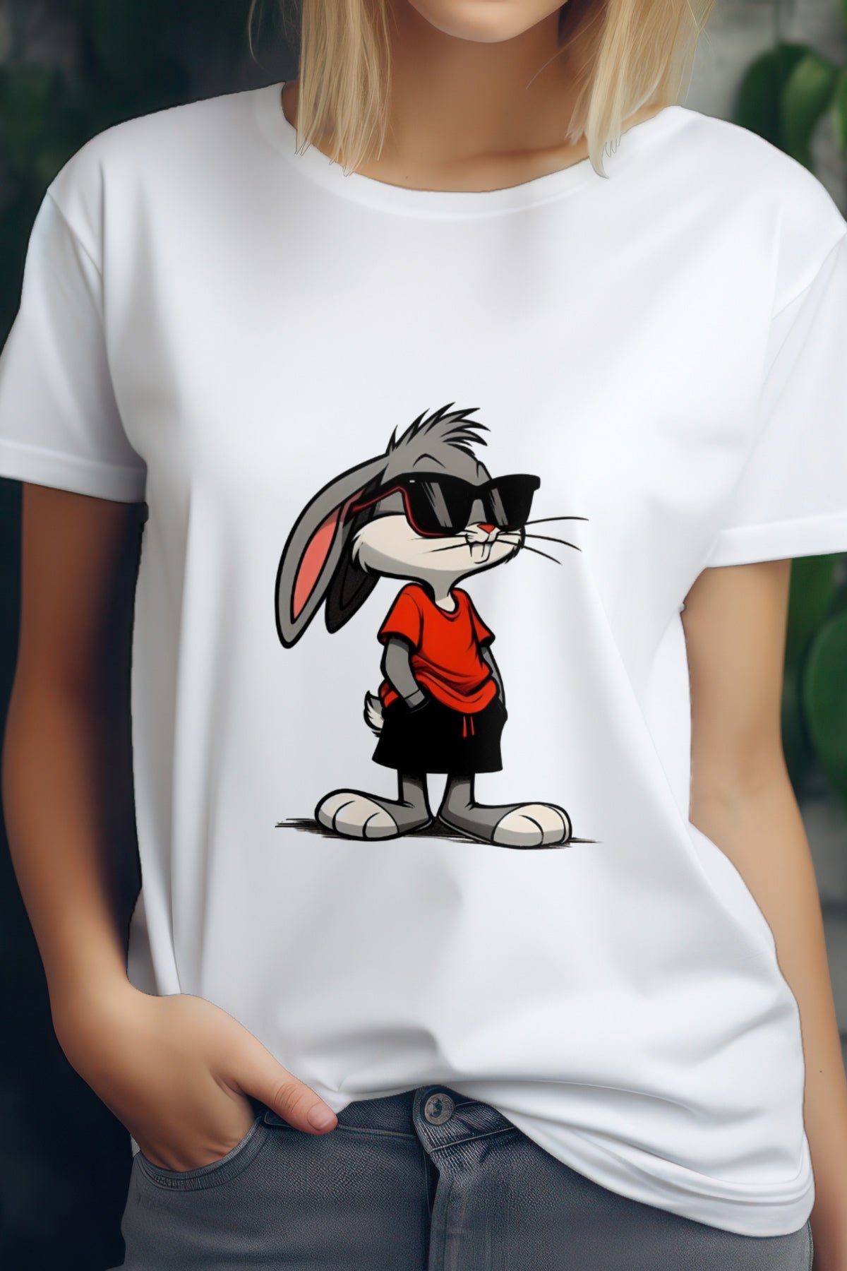 Unisex Bugs Bunny Graphic Printed Round Neck Cotton T Shirt