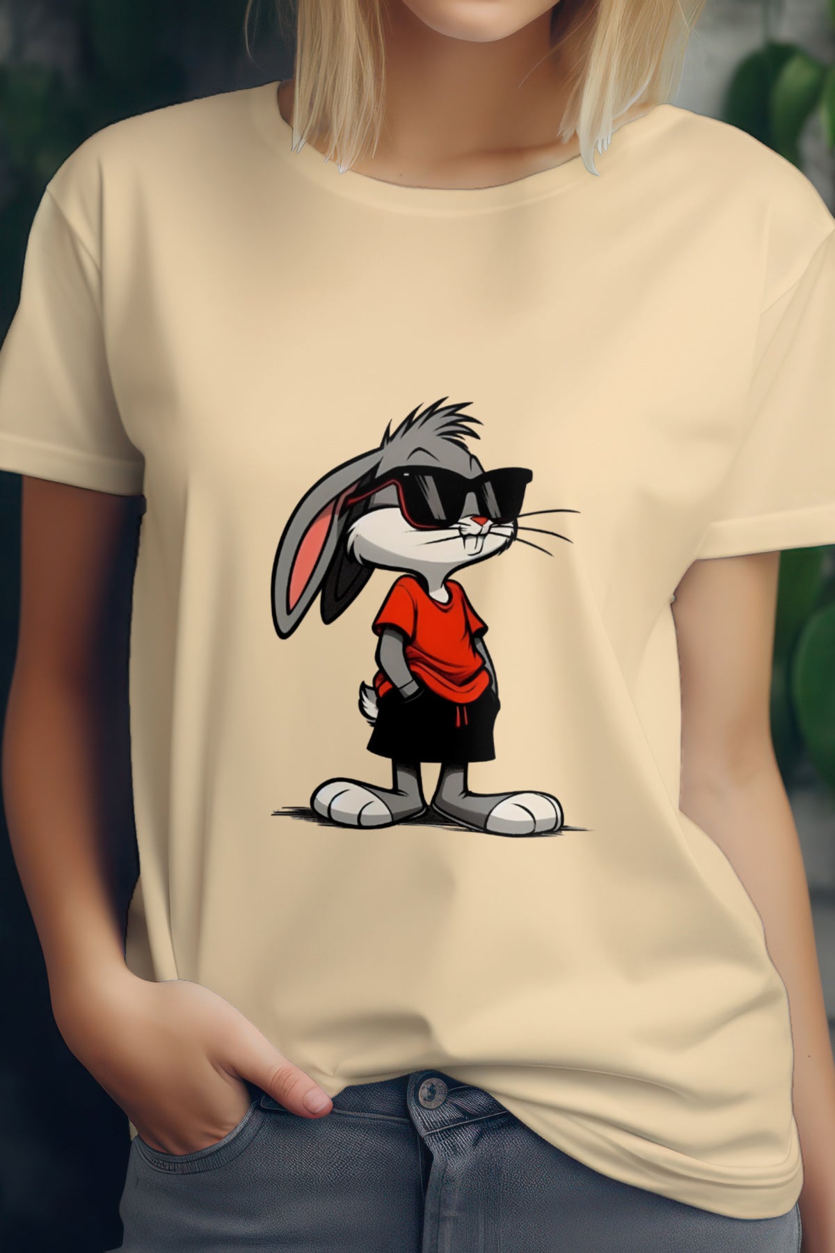 Unisex Bugs Bunny Graphic Printed Round Neck Cotton T Shirt