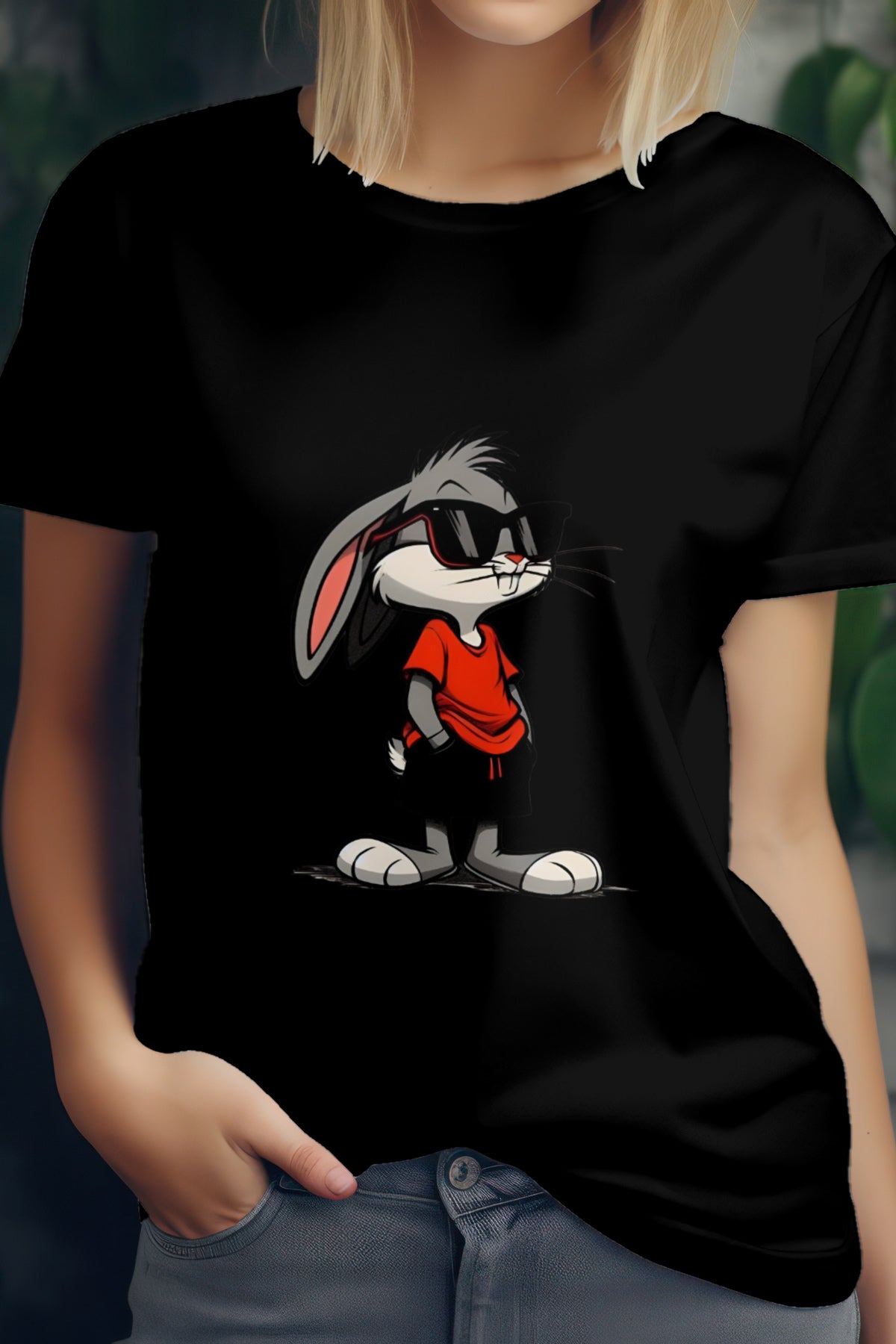 Unisex Bugs Bunny Graphic Printed Round Neck Cotton T Shirt