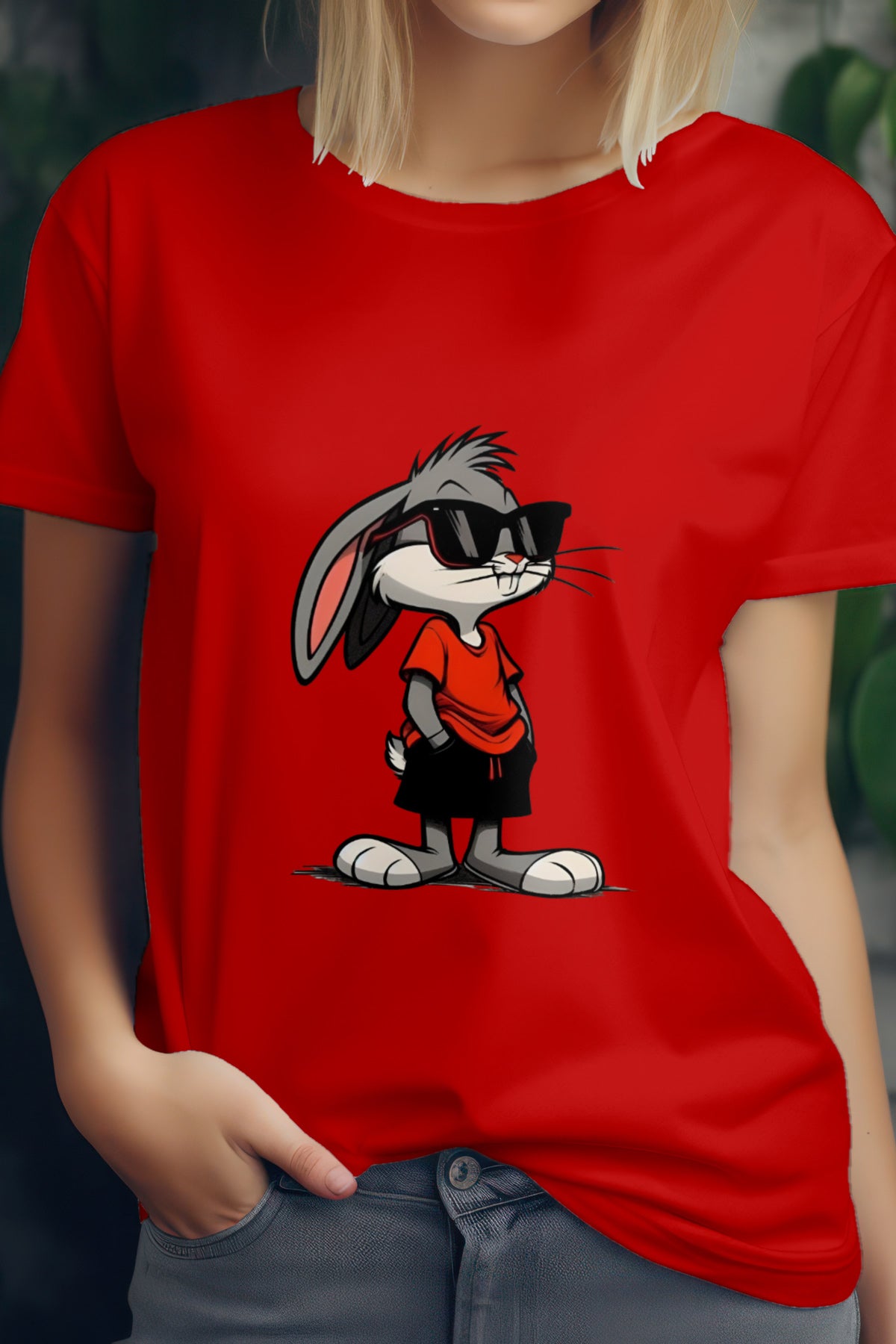 Unisex Bugs Bunny Graphic Printed Round Neck Cotton T Shirt