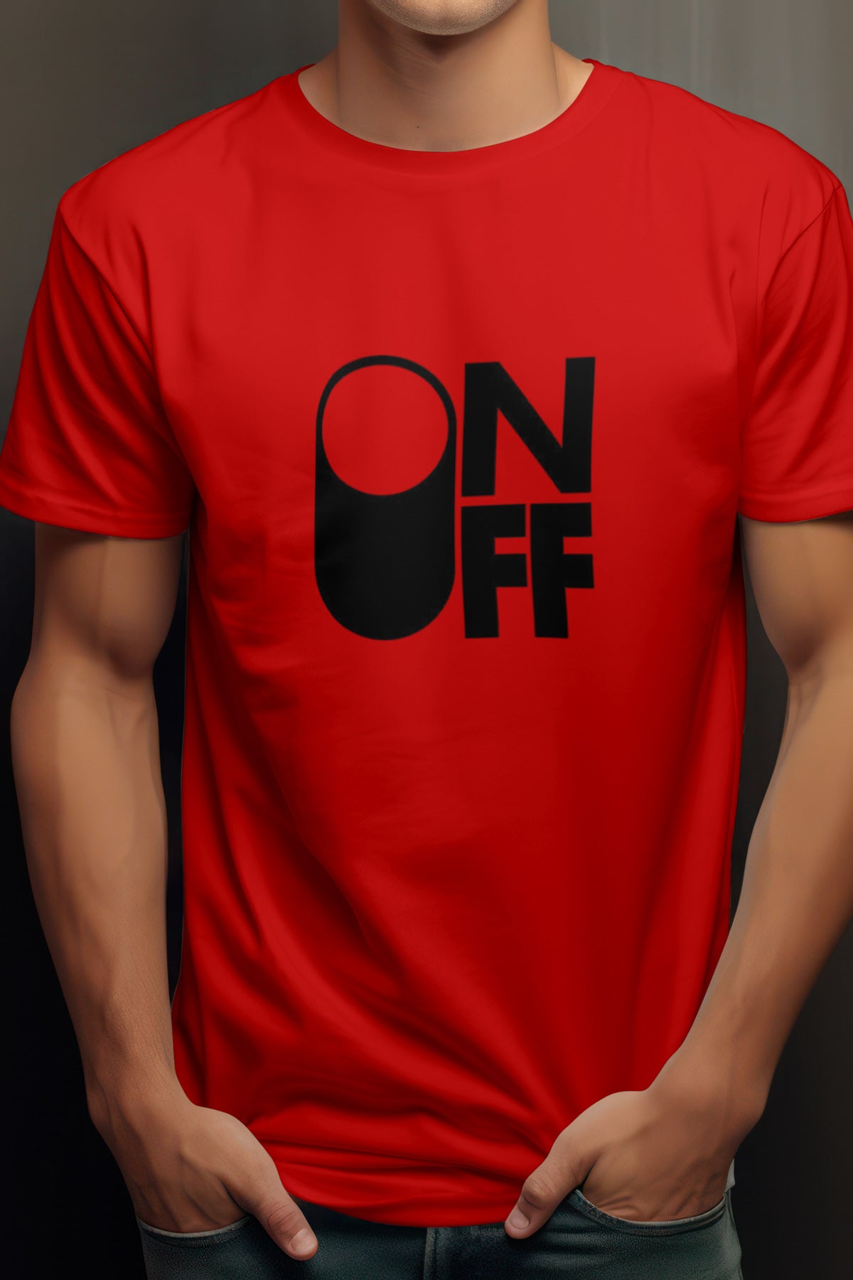 Unisex On Off Graphic Printed Round Neck Cotton T Shirt